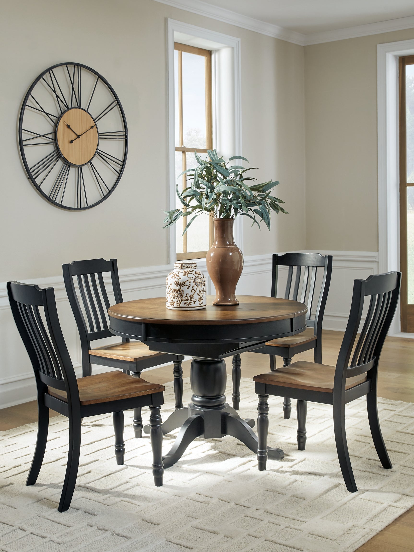 Clorazi Black/Brown Extension Dining Table and 4 Chairs (Online Special Price) - Ornate Home