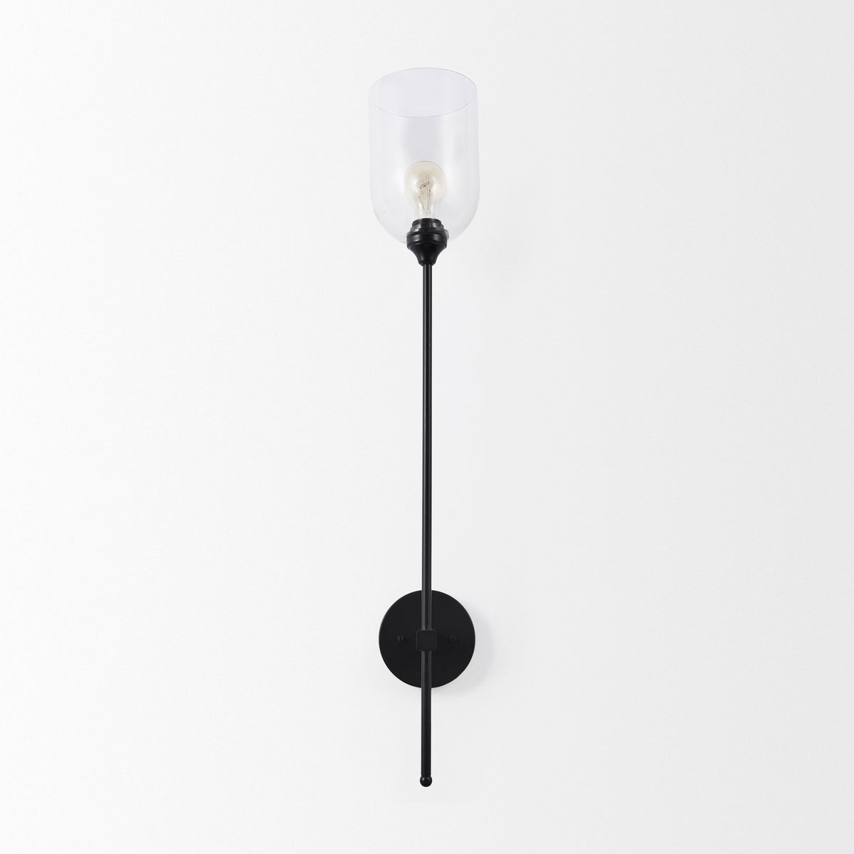 Clyde Matte Black with Glass Round Wall Sconce