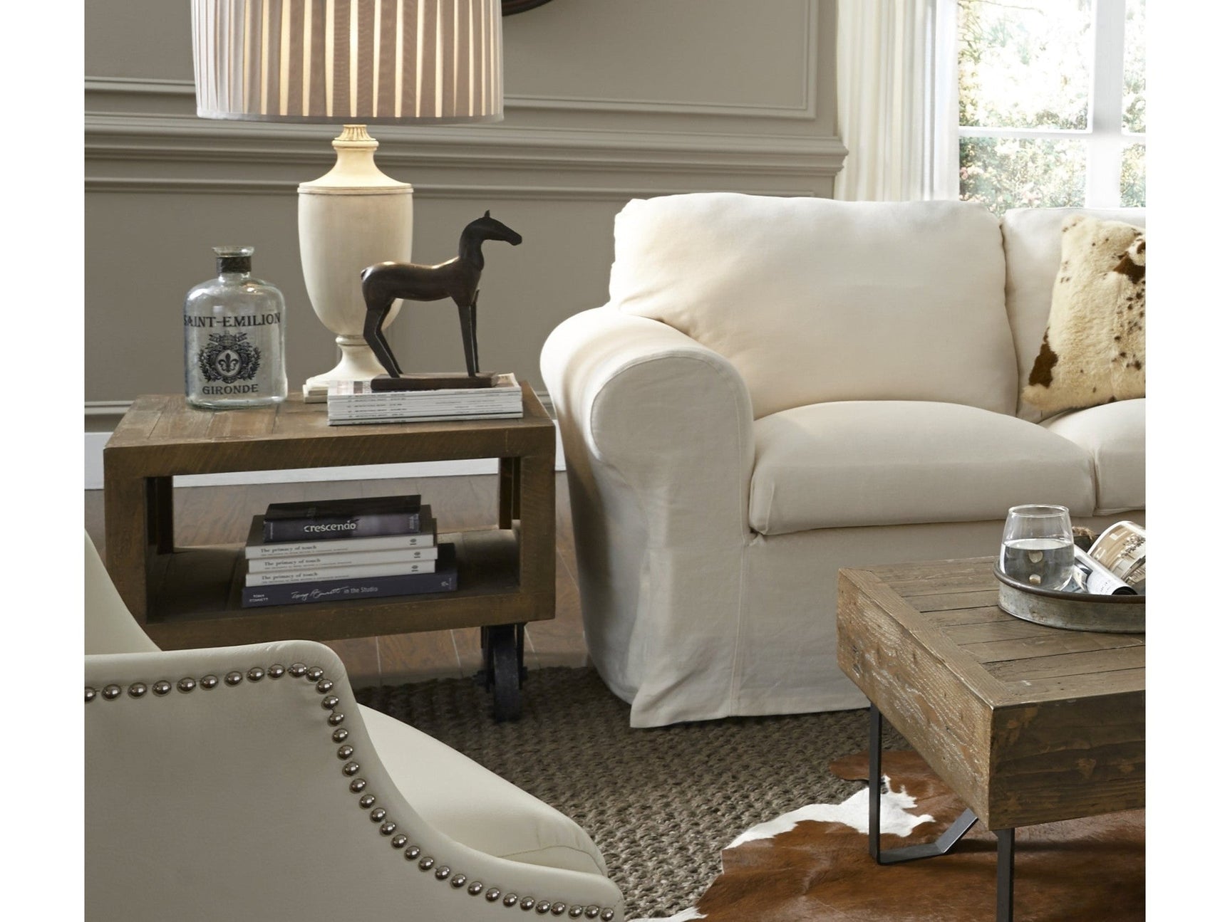 Coalburn Reclaimed Wood Square Side Table in Russett Brown - Ornate Home