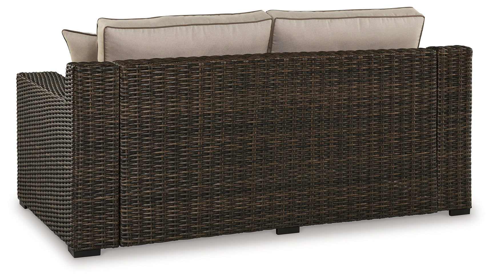 Coastline Bay Brown Outdoor Loveseat with Cushion - Ornate Home