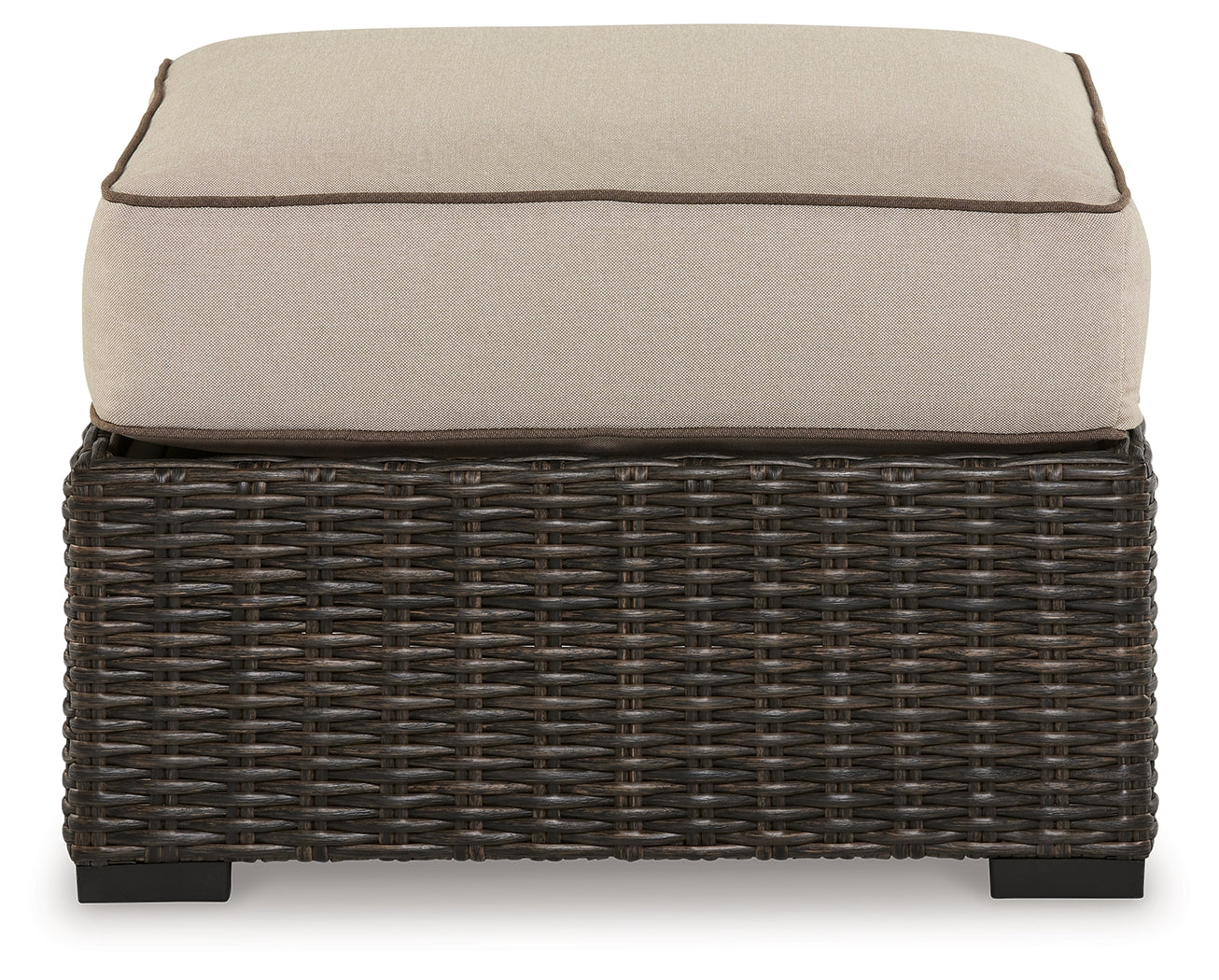 Coastline Bay Brown Outdoor Ottoman with Cushion - Ornate Home
