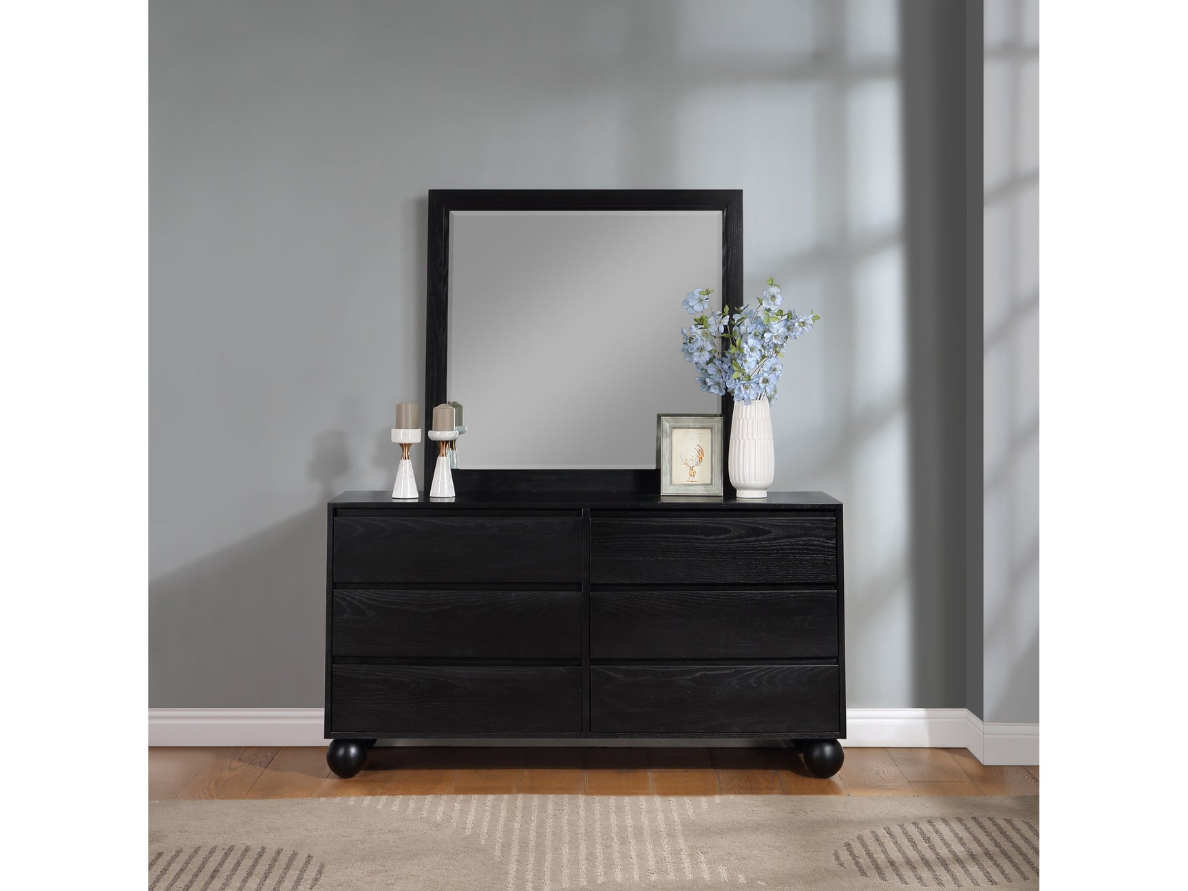 Coastline Black Wood Mirror - Ornate Home