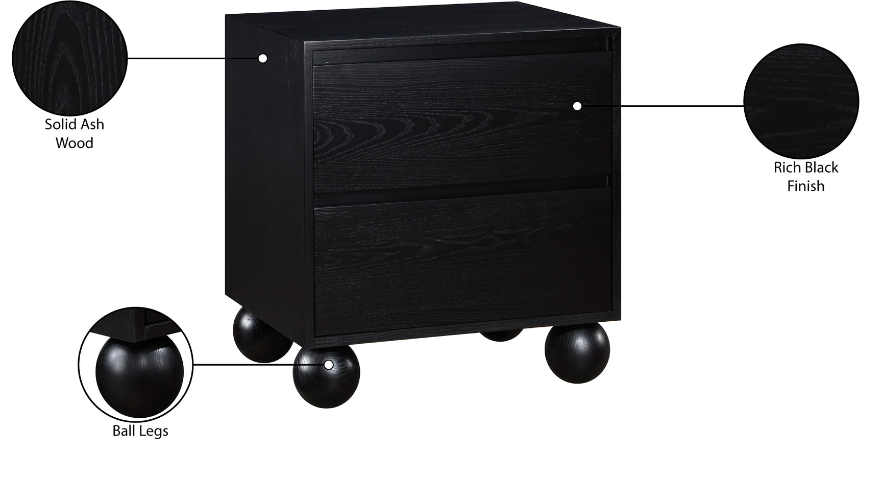 Coastline Black Wood Nightstand - Ornate Home