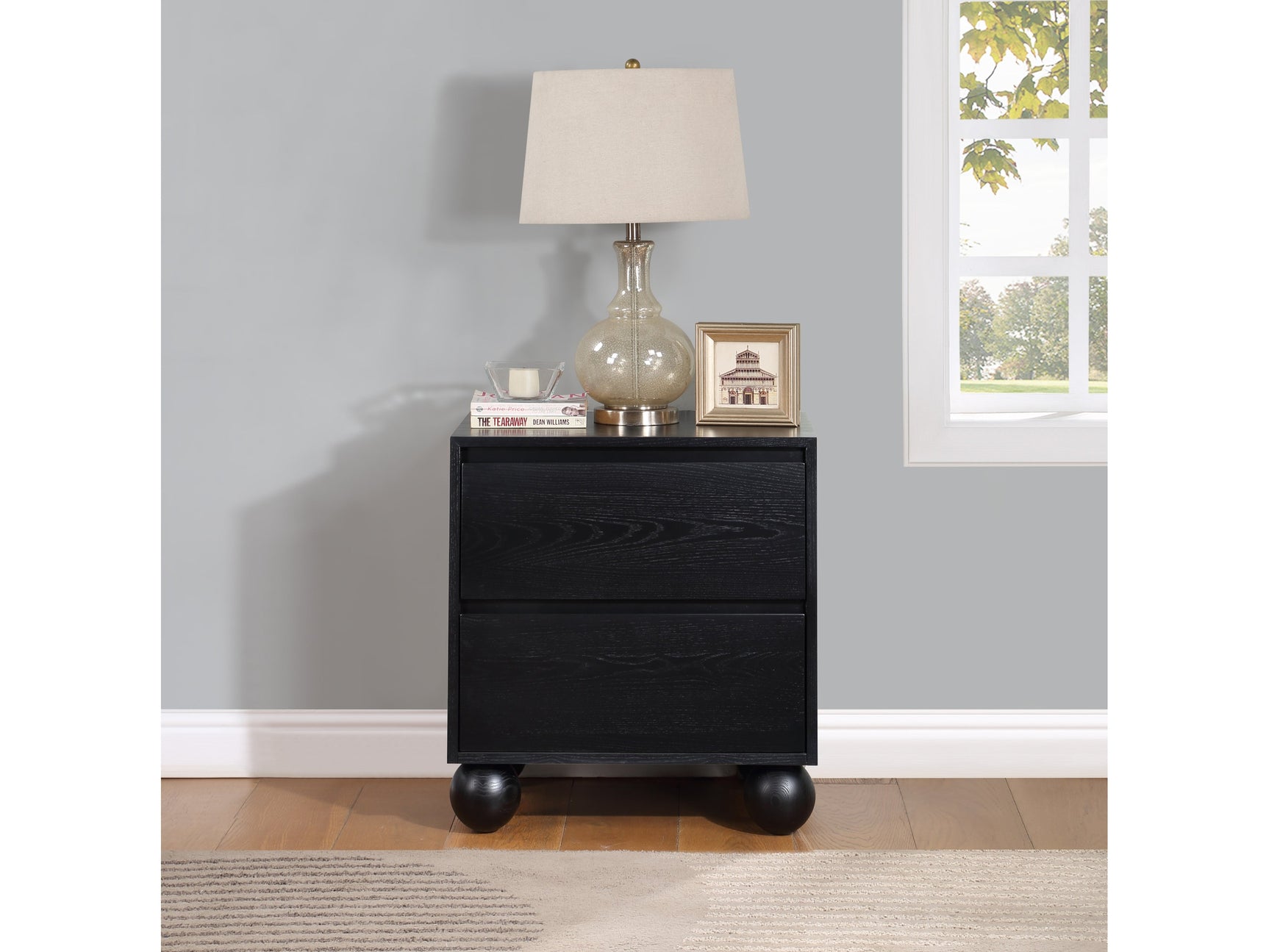 Coastline Black Wood Nightstand - Ornate Home
