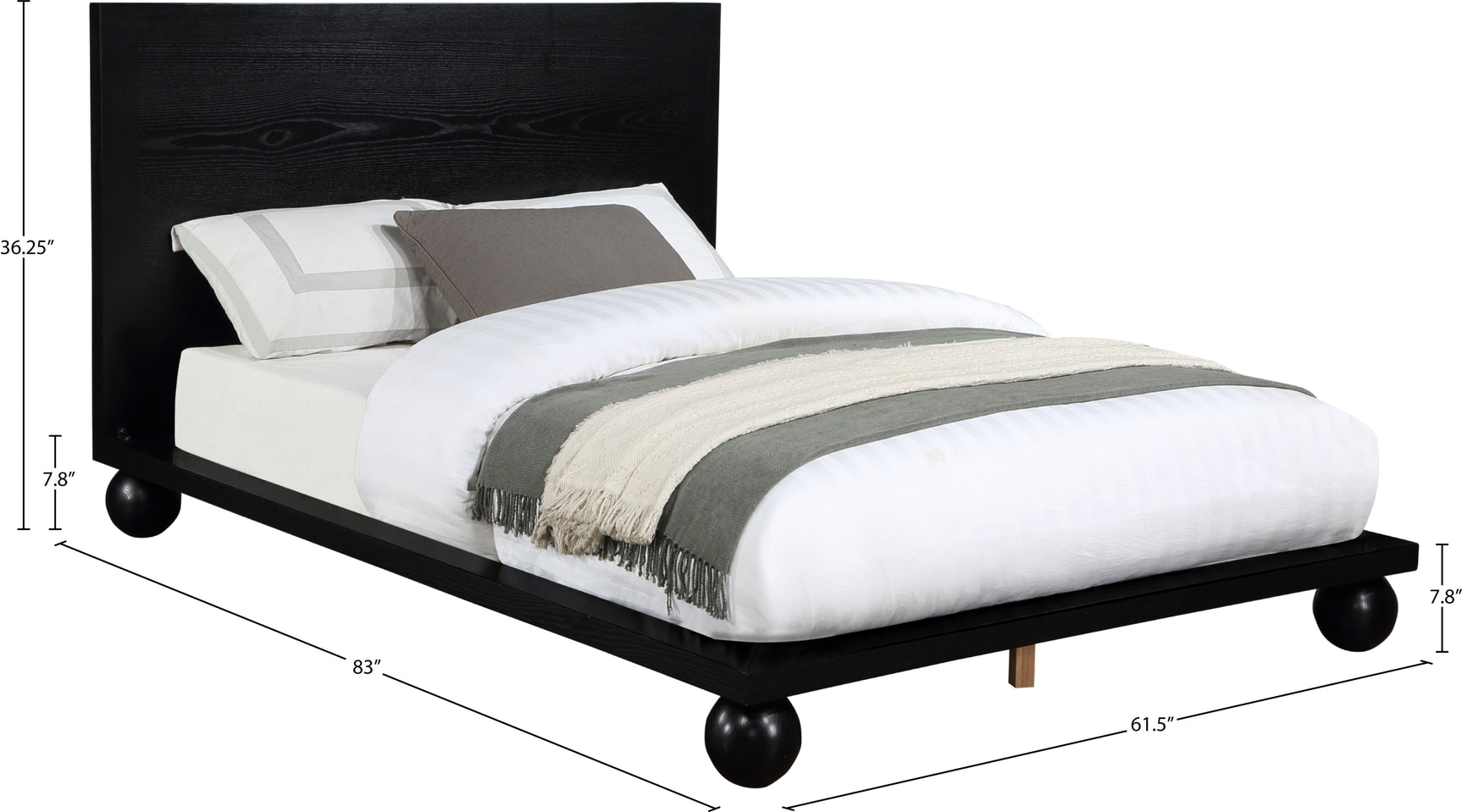 Coastline Black Wood Queen Bed (3 Boxes) - Ornate Home