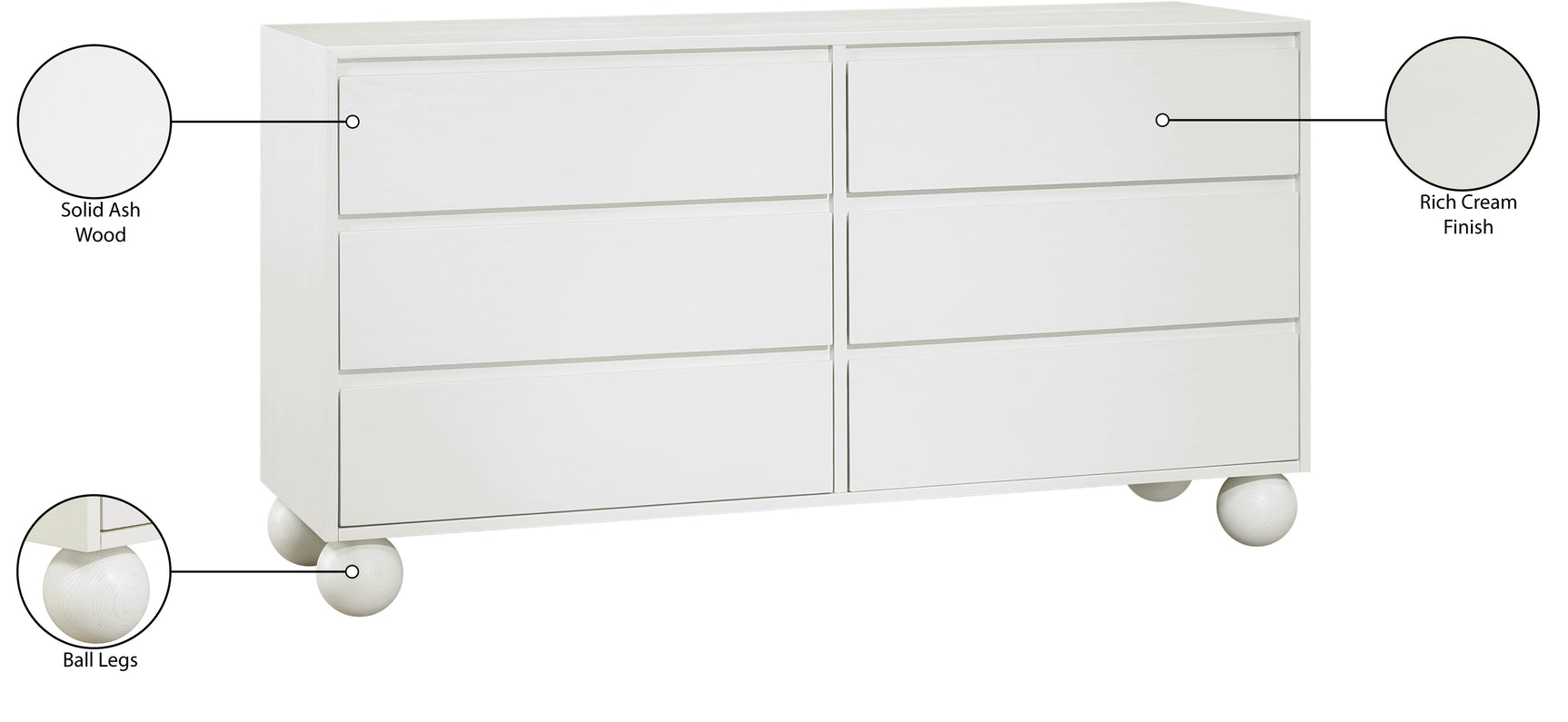 Coastline Cream Wood Dresser - Ornate Home