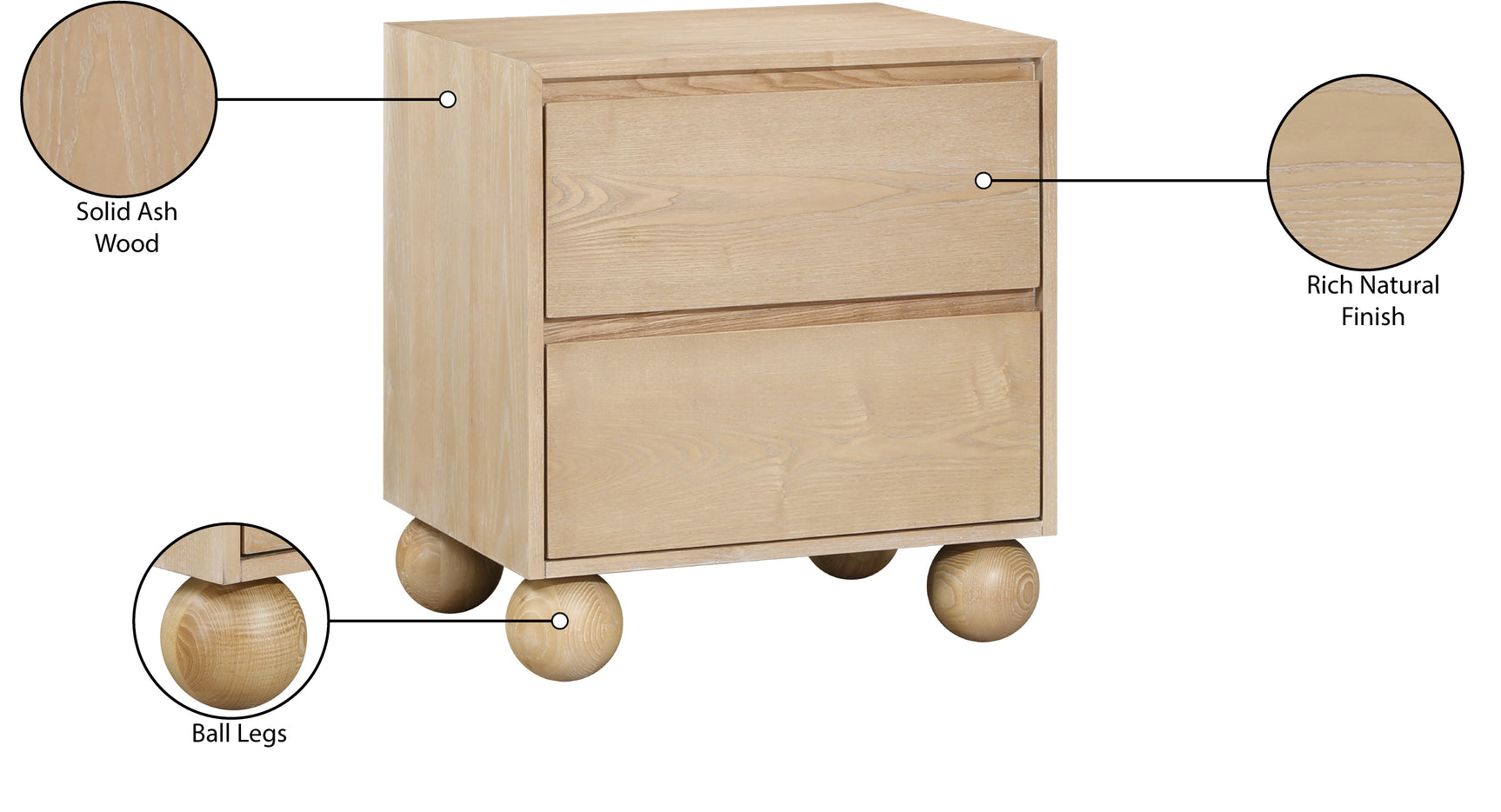 Coastline Natural Wood Nightstand - Ornate Home