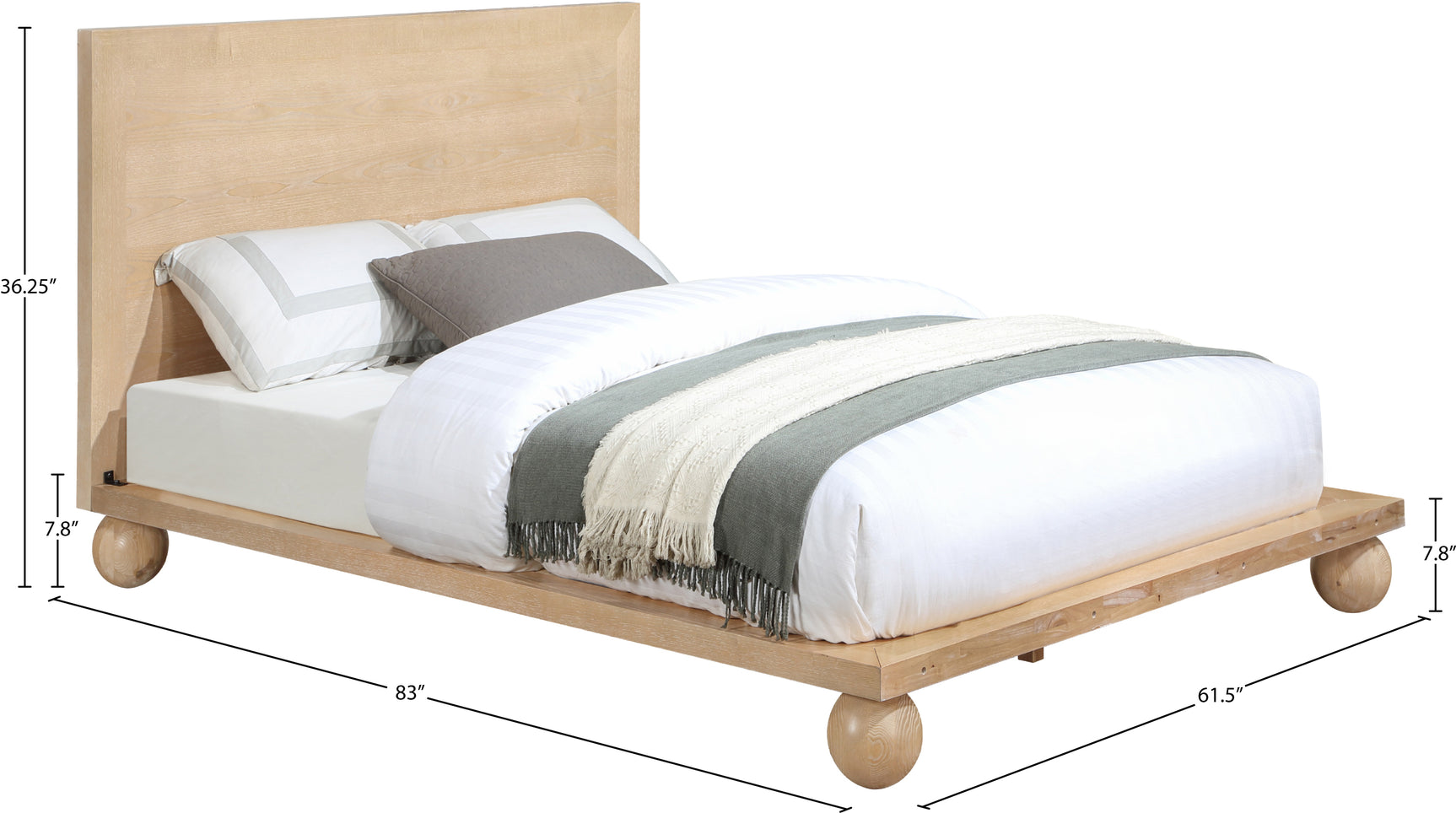Coastline Natural Wood Queen Bed (3 Boxes) - Ornate Home