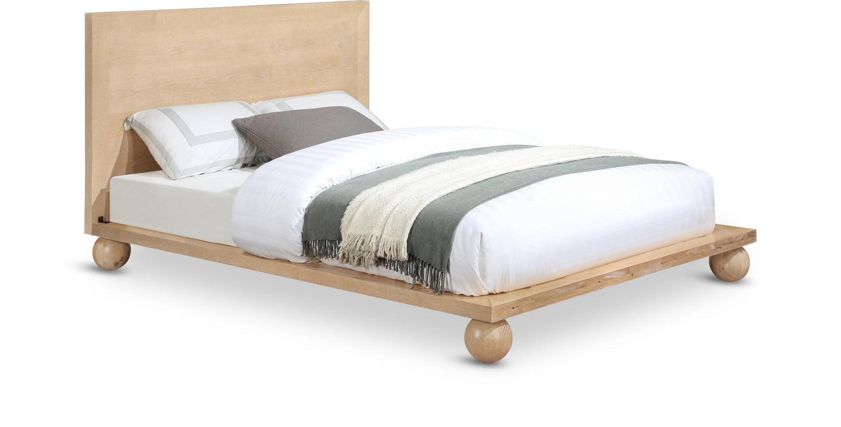Coastline Natural Wood Queen Bed (3 Boxes) - Ornate Home