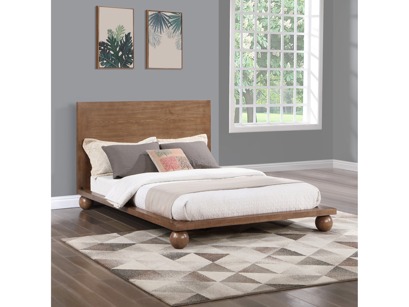 Coastline Walnut Wood King Bed (3 Boxes) - Ornate Home