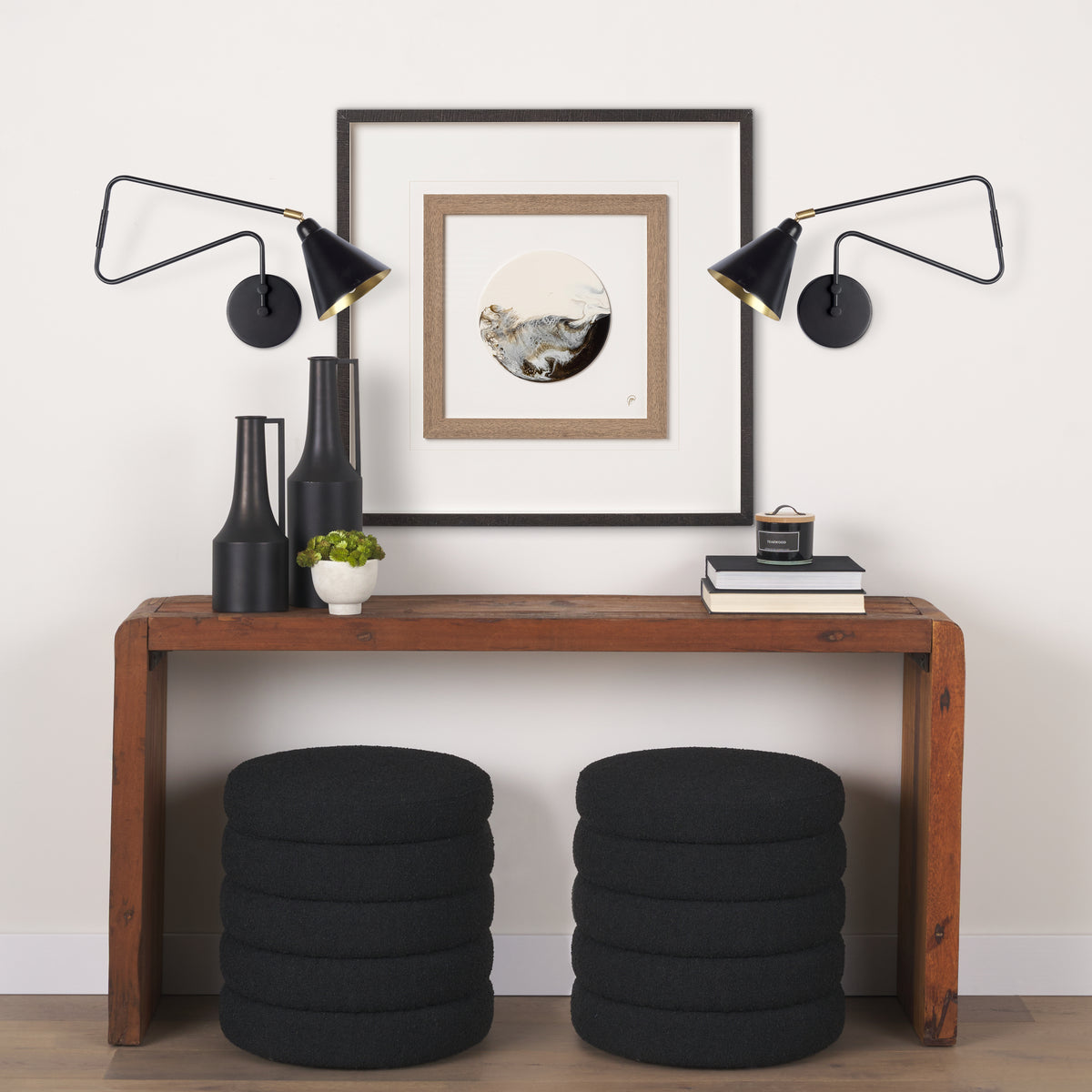 Cobalt Black Metal Cone Shaped Swivel Wall Sconce - Ornate Home