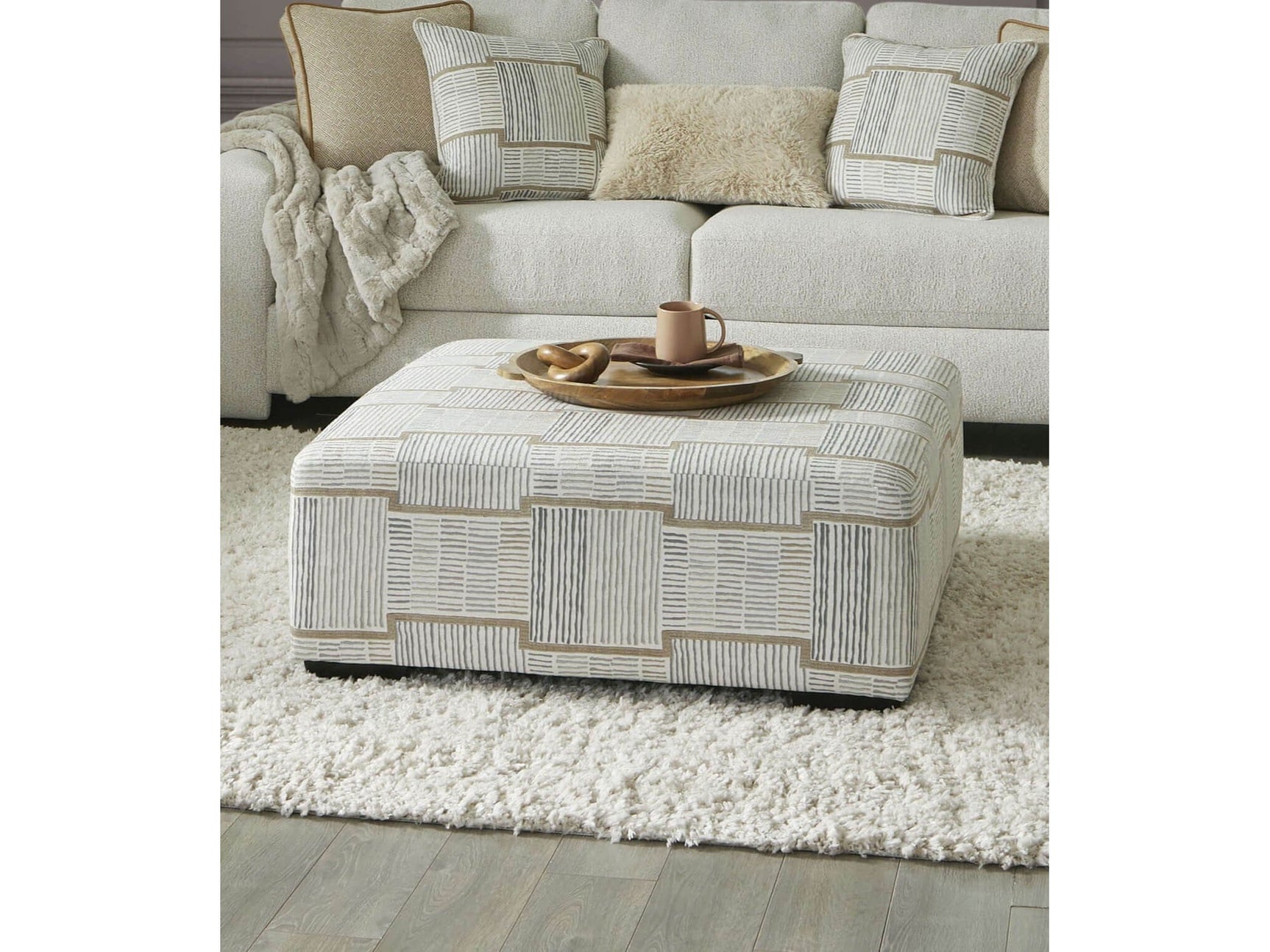 Cochrane Beige Ottoman - Ornate Home