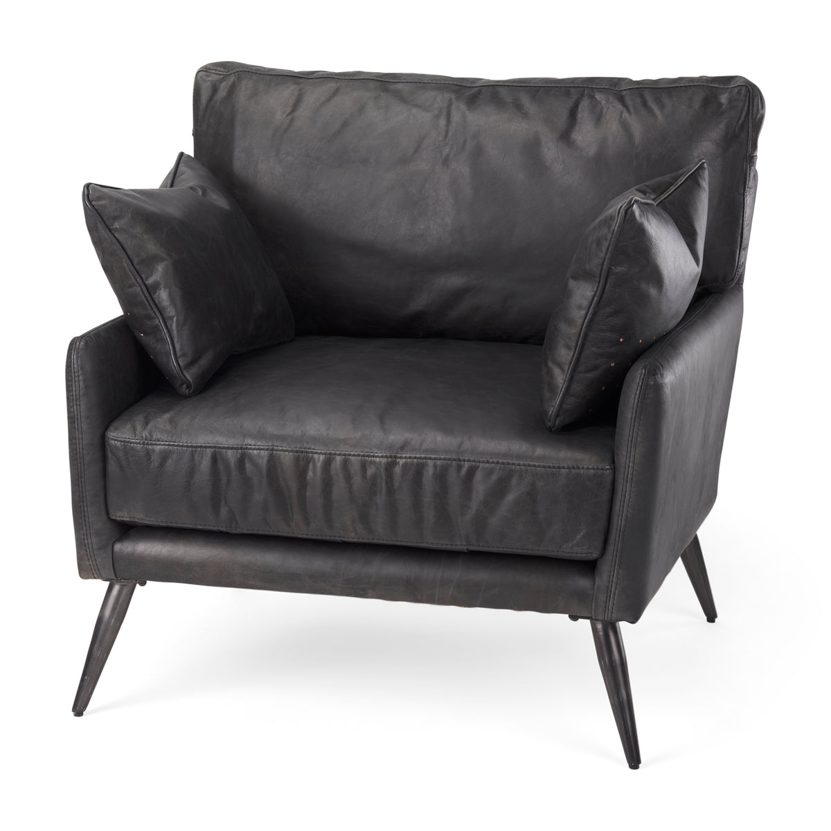Cochrane Black Leather Wrapped Chair - Ornate Home