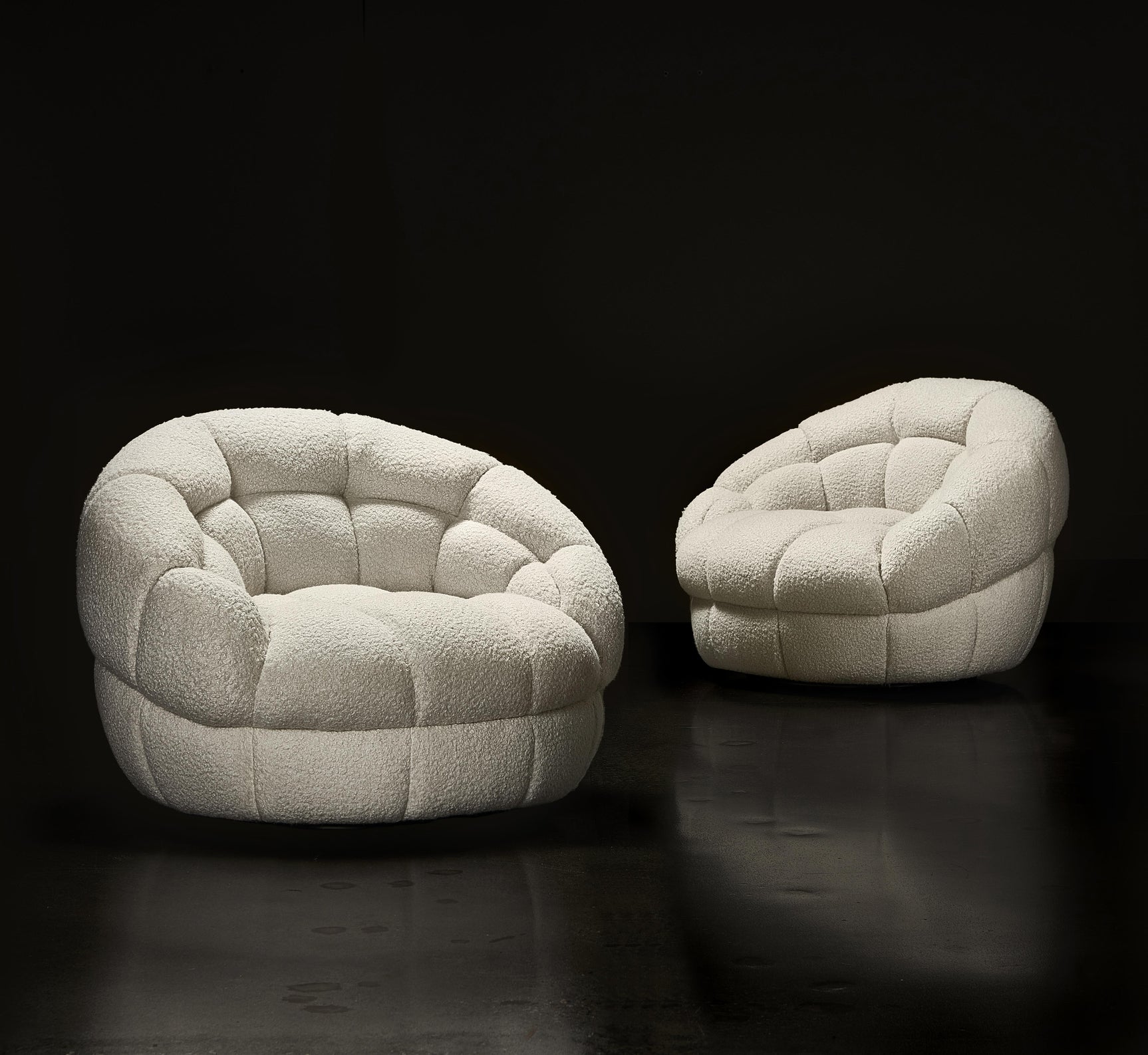 Coco White/Cream Fabric Swivel Chair - Ornate Home