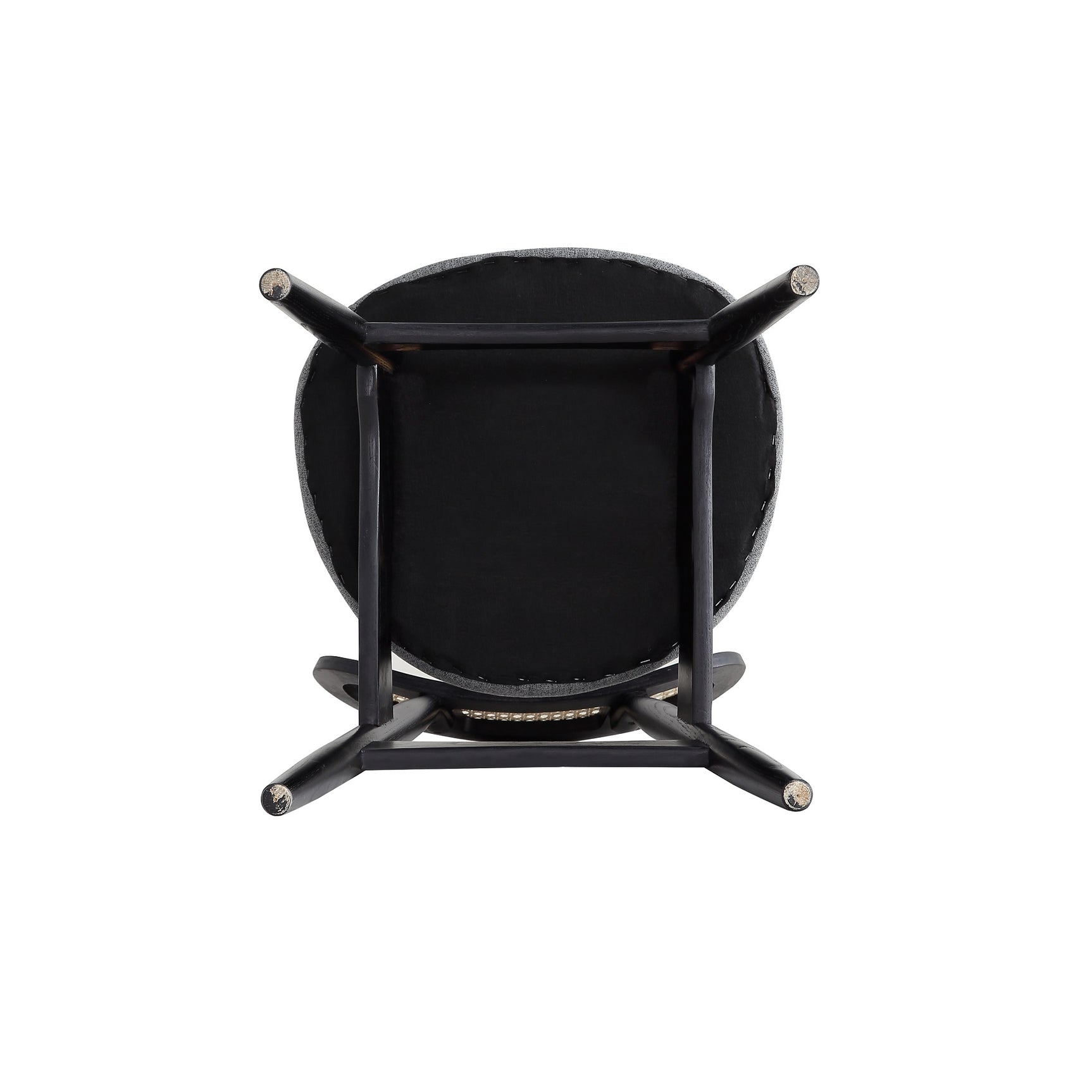 Colbert Dining Chair in Black and Cane with Grey Upholstered Seating (set of 2) - Ornate Home