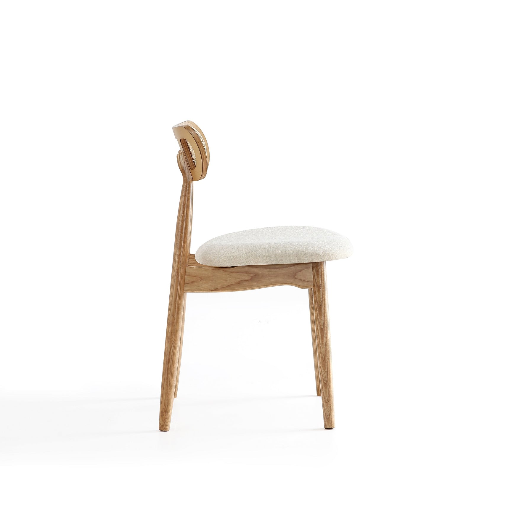 Colbert Dining Chair in Nature and Cane with Oatmeal Upholstered Seating (set of 2) - Ornate Home