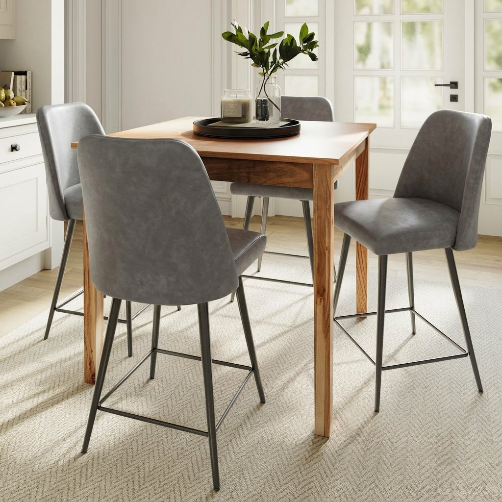 Colby Natural/Grey Counter Dining Table w/ 4 Maddox Stools - Ornate Home