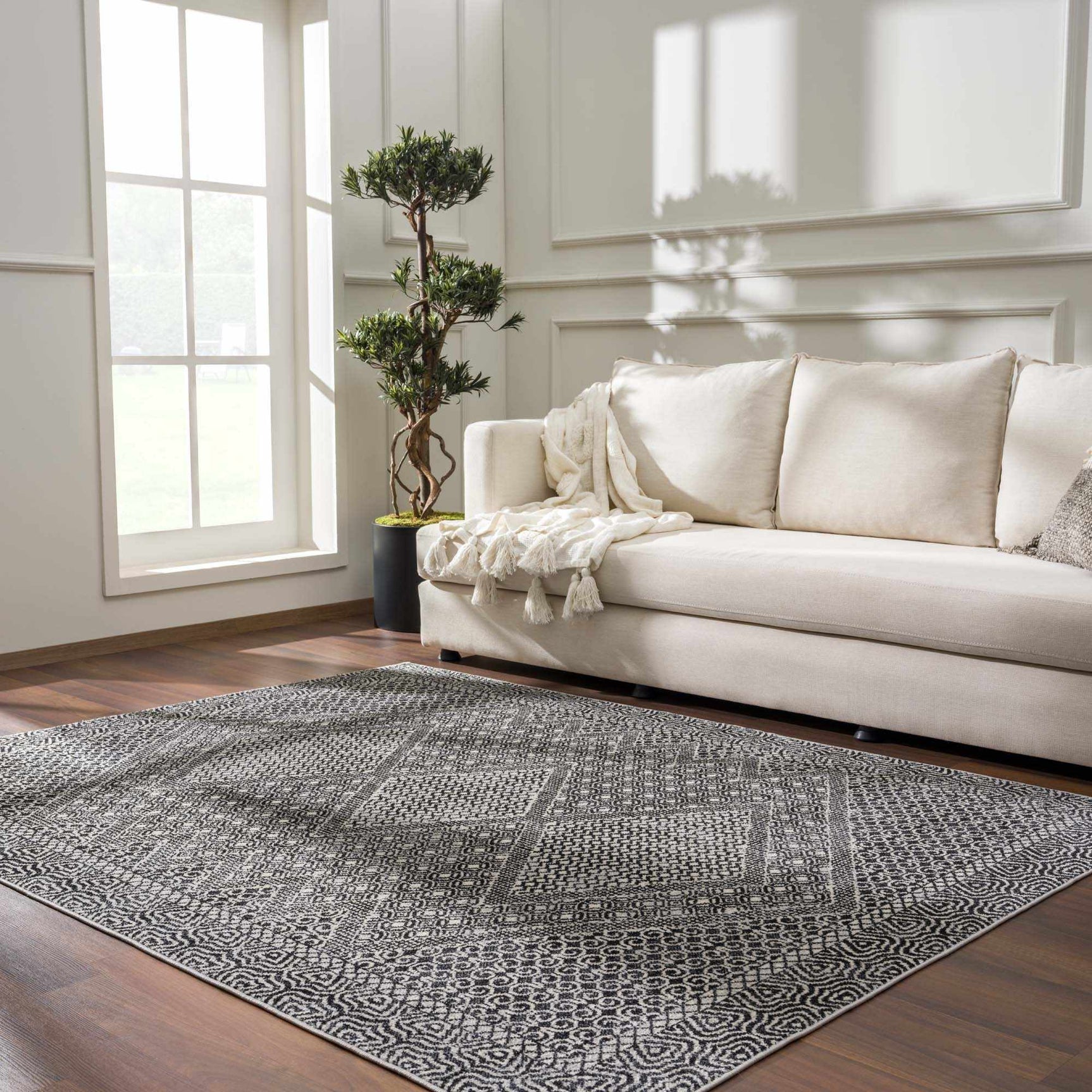 Coledale Black & White Washable Rug - Clearance - Ornate Home