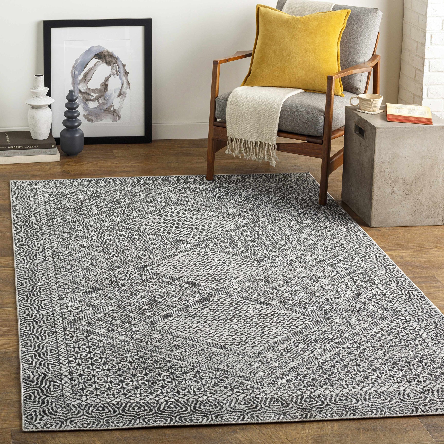 Coledale Black & White Washable Rug - Clearance - Ornate Home