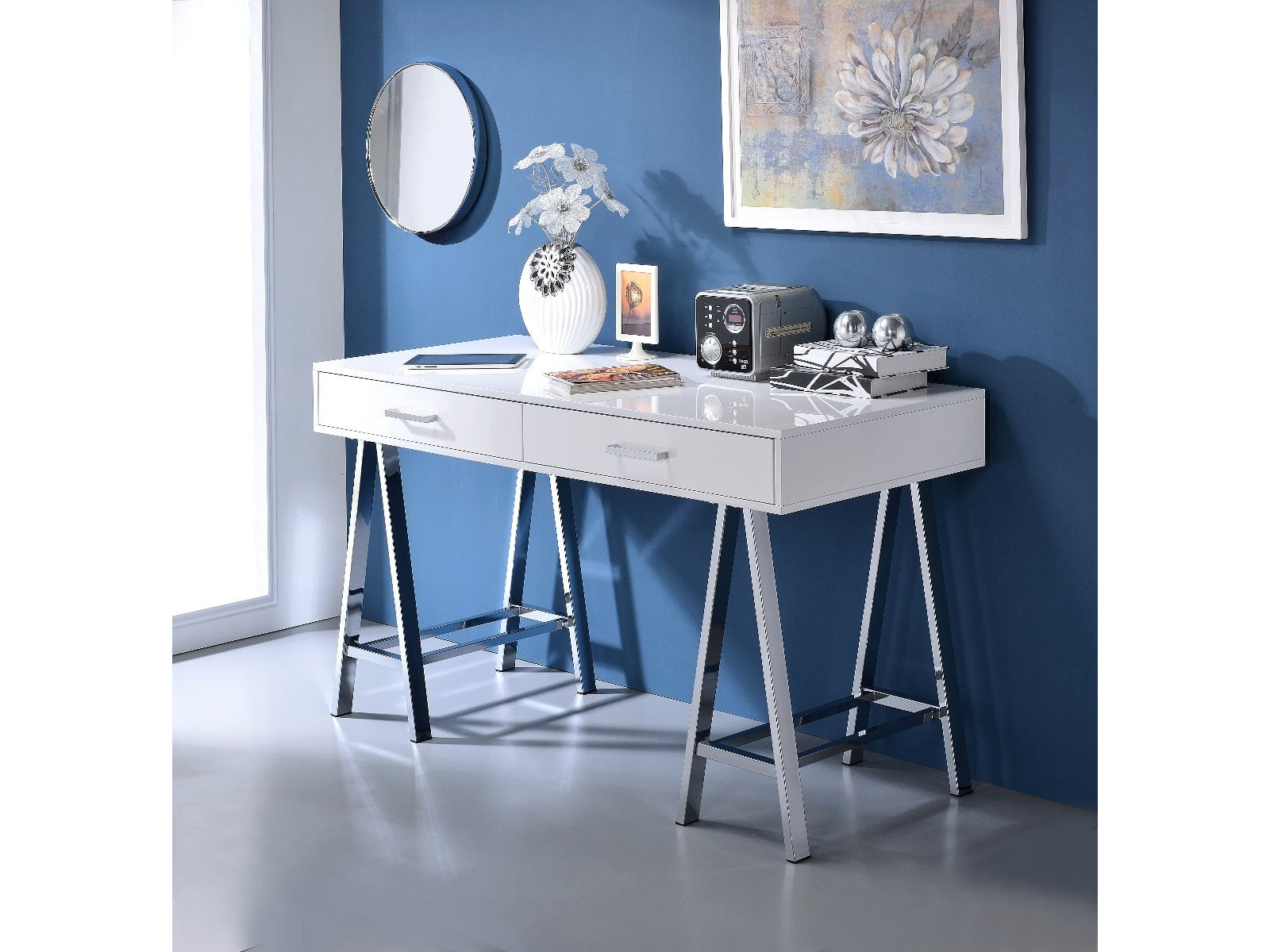 Coleen White Writing Desk W/USB - Ornate Home