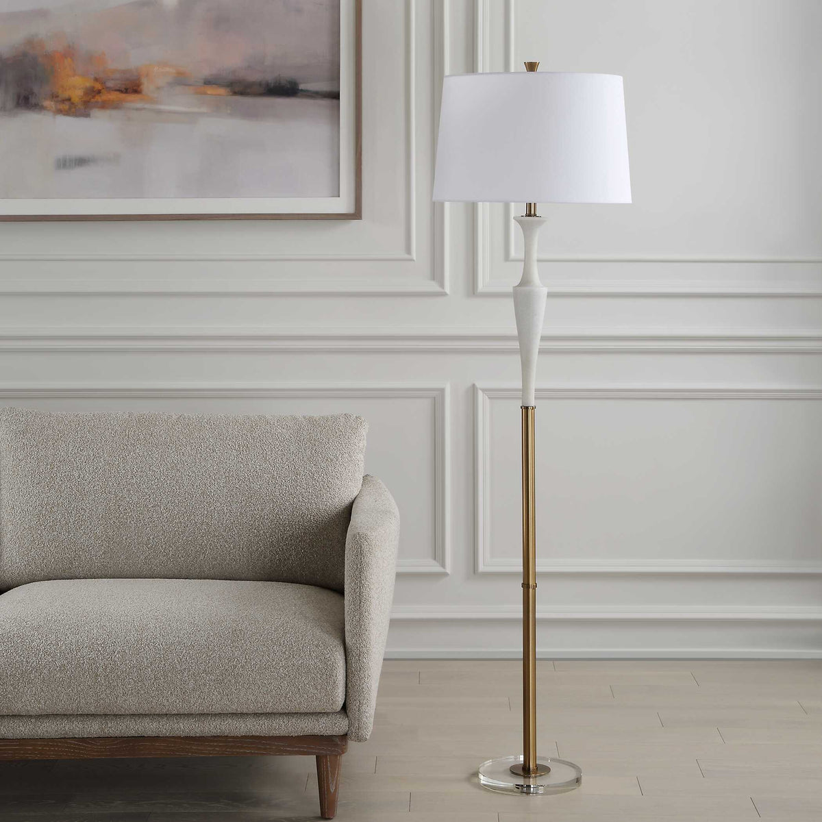 Colette White Stone Floor Lamp - Ornate Home