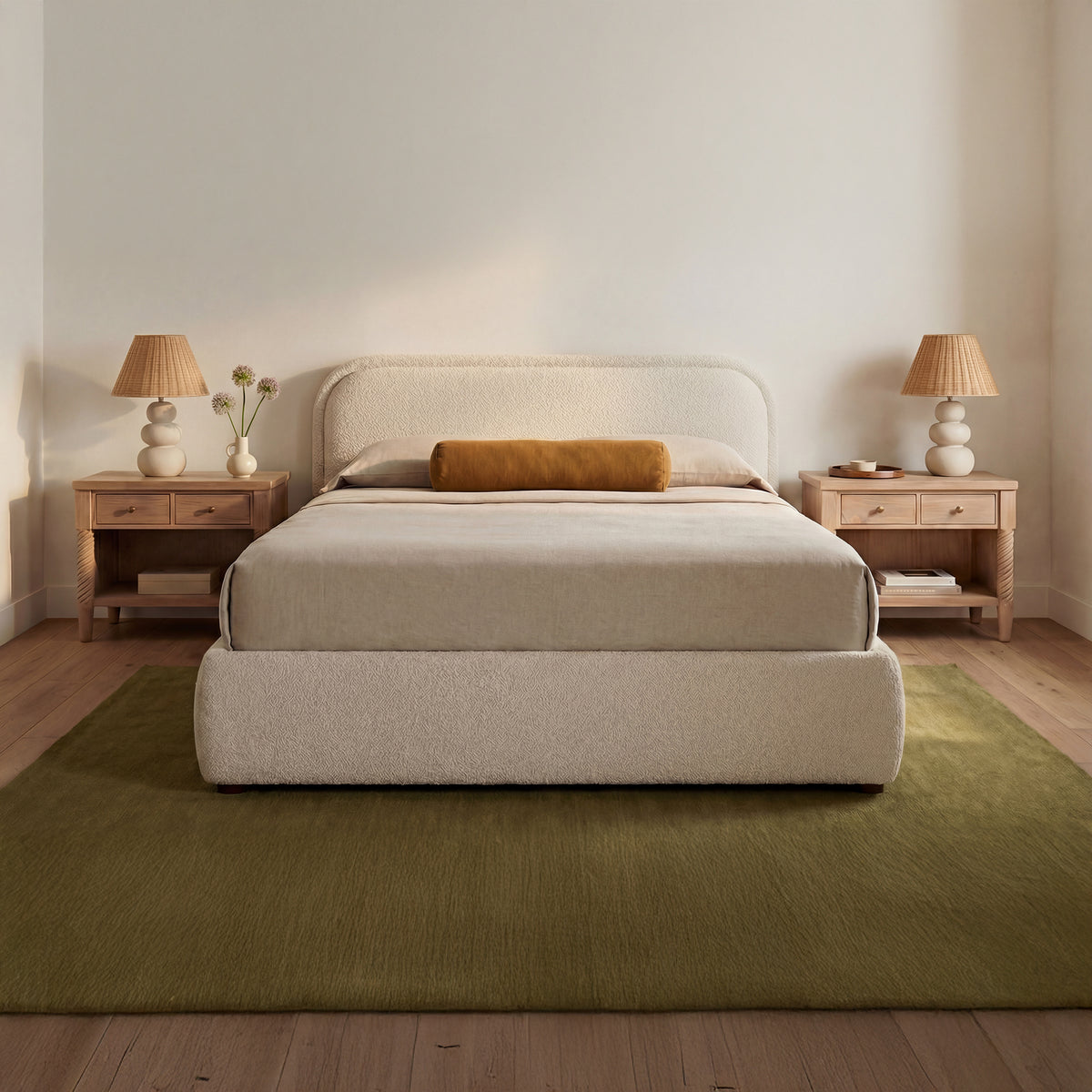Colin Oatmeal King Storage Bed - Ornate Home