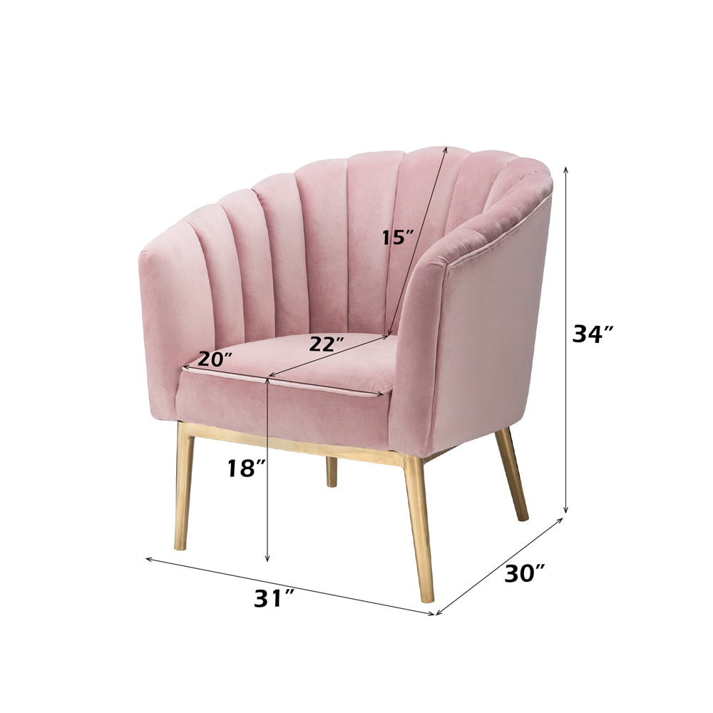 Colla Blush Pink Velvet & Gold Accent Chair - Ornate Home
