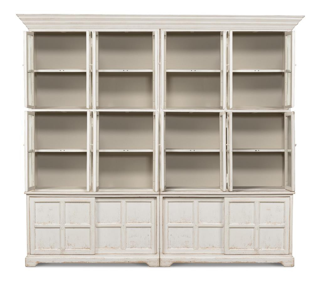Collector’s Study White Glass Front Bookcase - Ornate Home