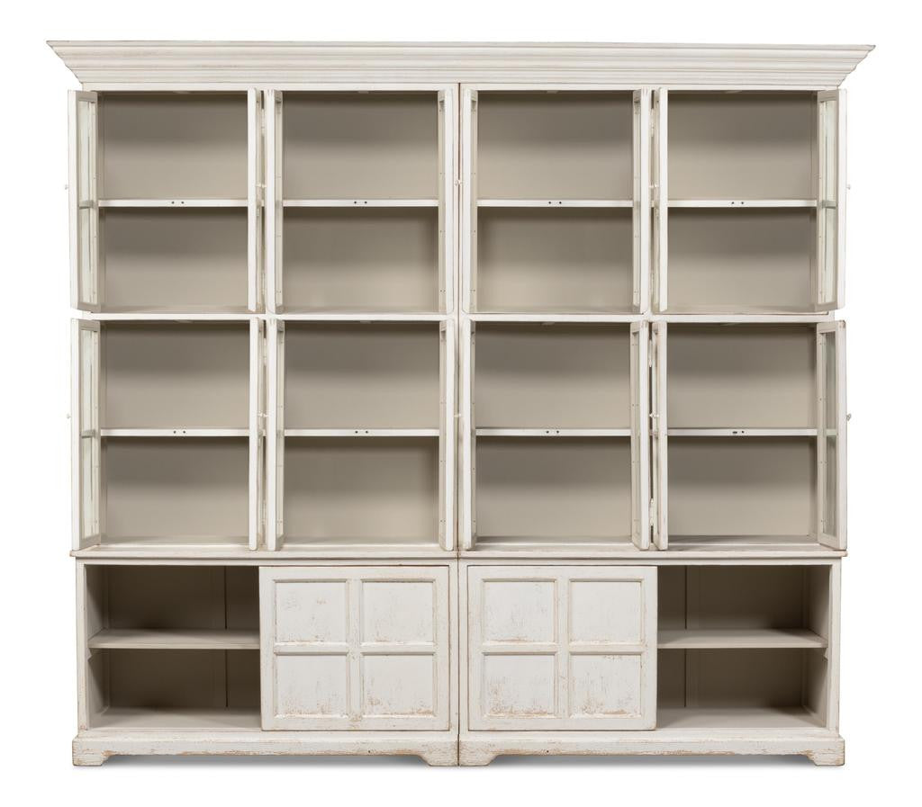 Collector’s Study White Glass Front Bookcase - Ornate Home