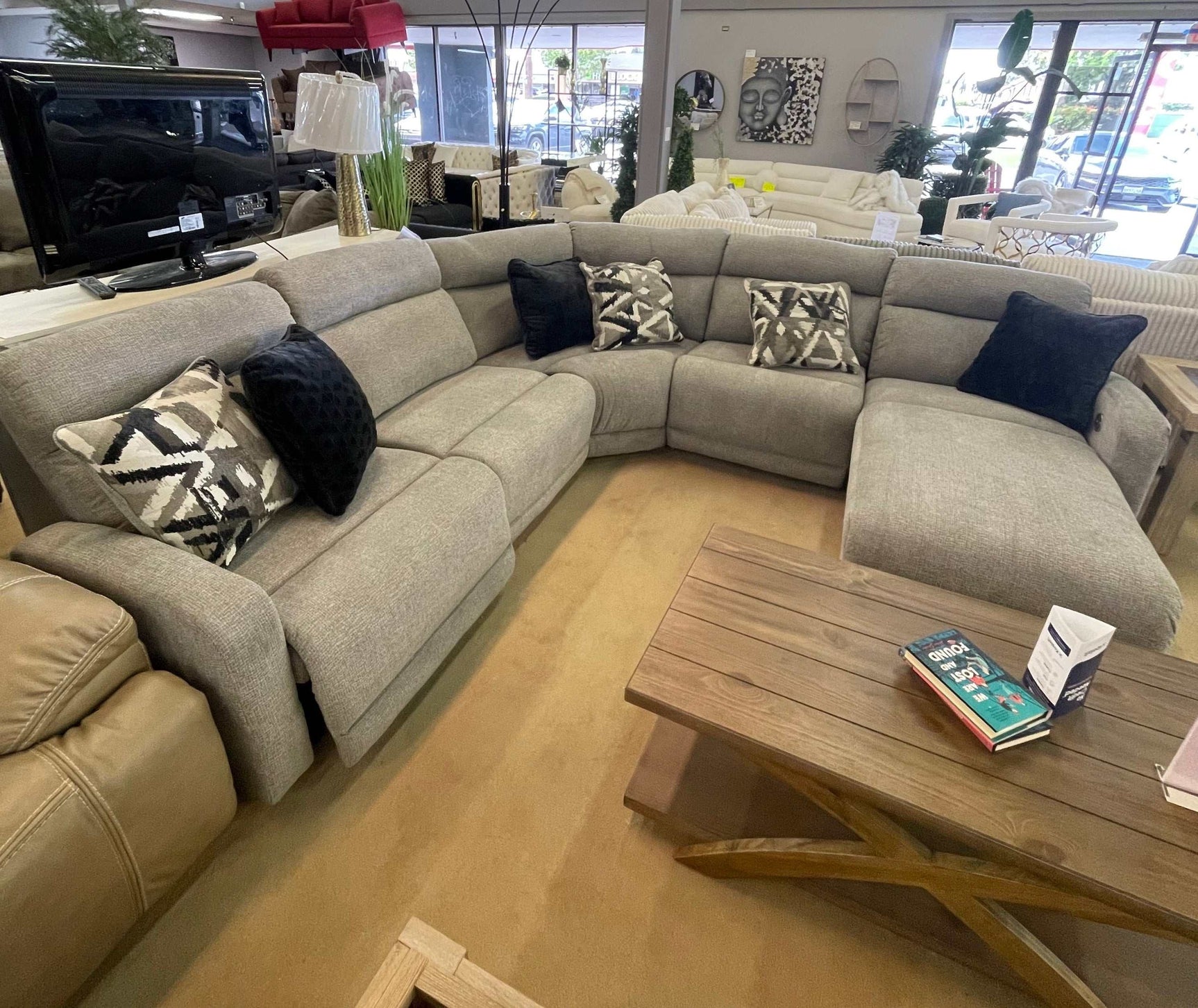 Colleyville Stone 5pc Power Reclining Sectional w/ RAF Chaise - Ornate Home