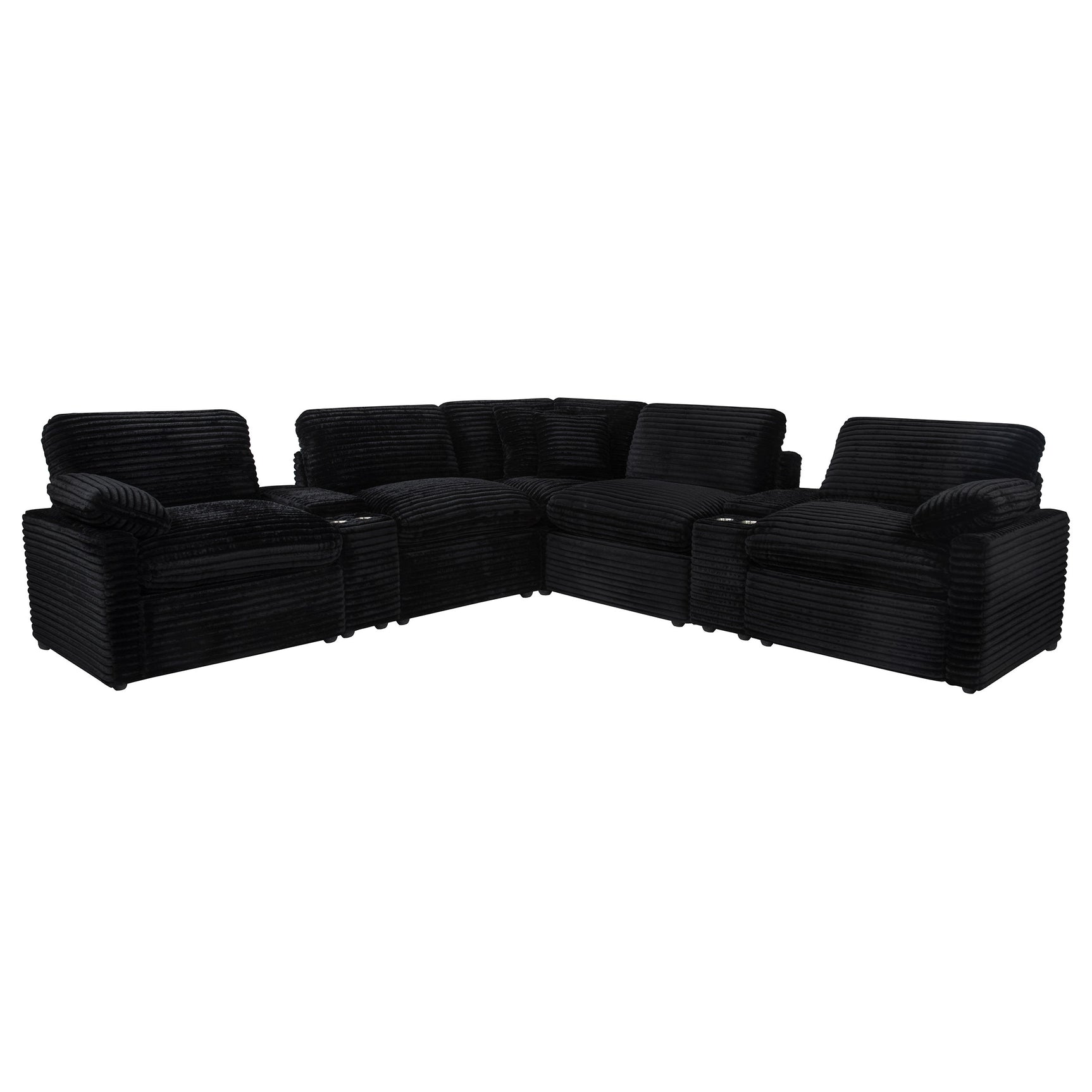 Collins Black 7-piece Modular Power Reclining Sectional - Ornate Home