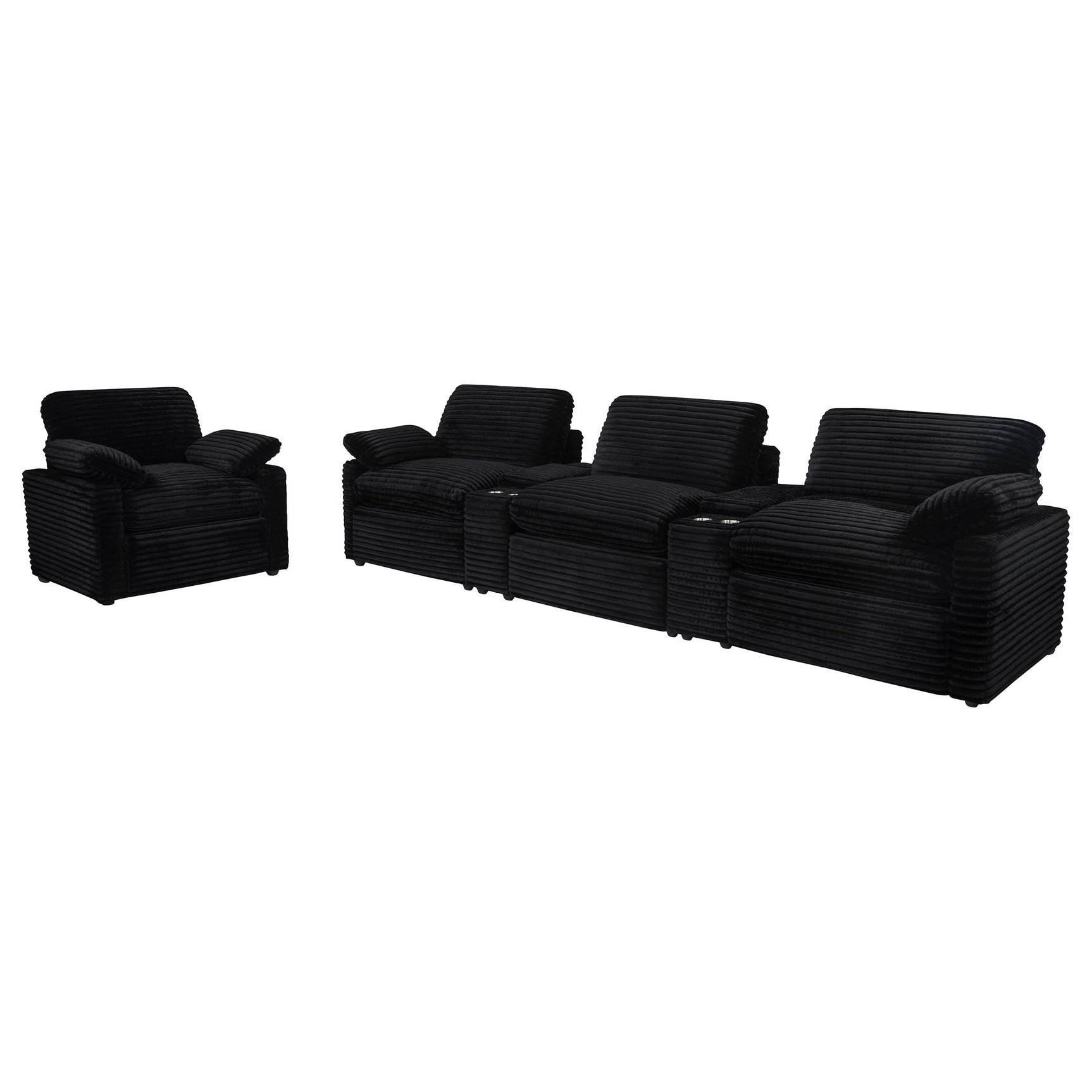Collins Black Upholstered Power Recliner Chair - Ornate Home