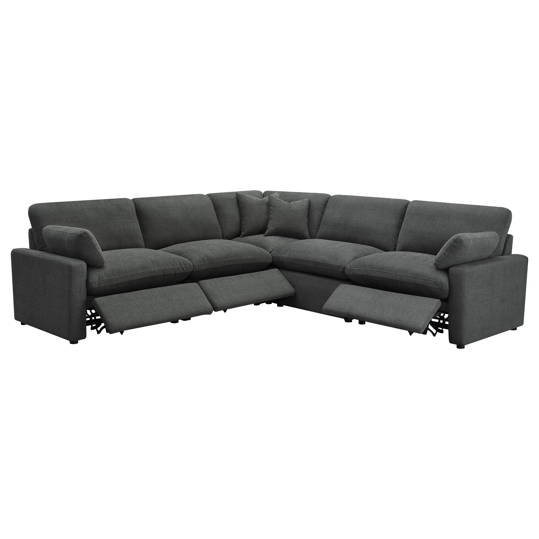 Collins Dark Grey 5-piece Modular Power Reclining Sectional - Ornate Home