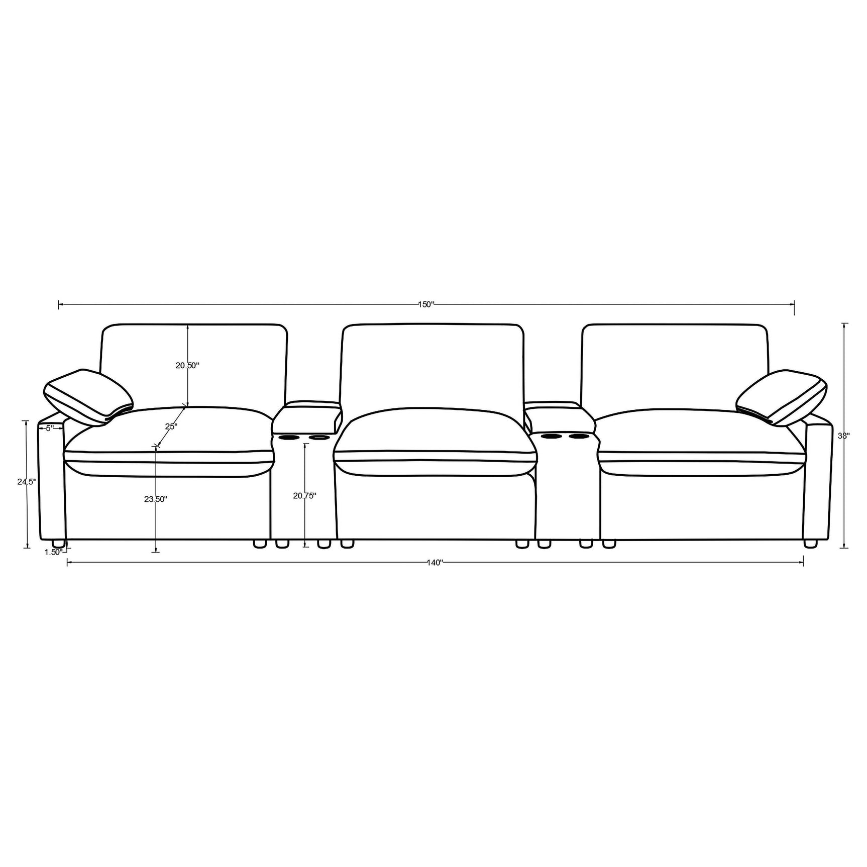 Collins Dark Grey 5-piece Power Reclining Home Theater Seating - Ornate Home