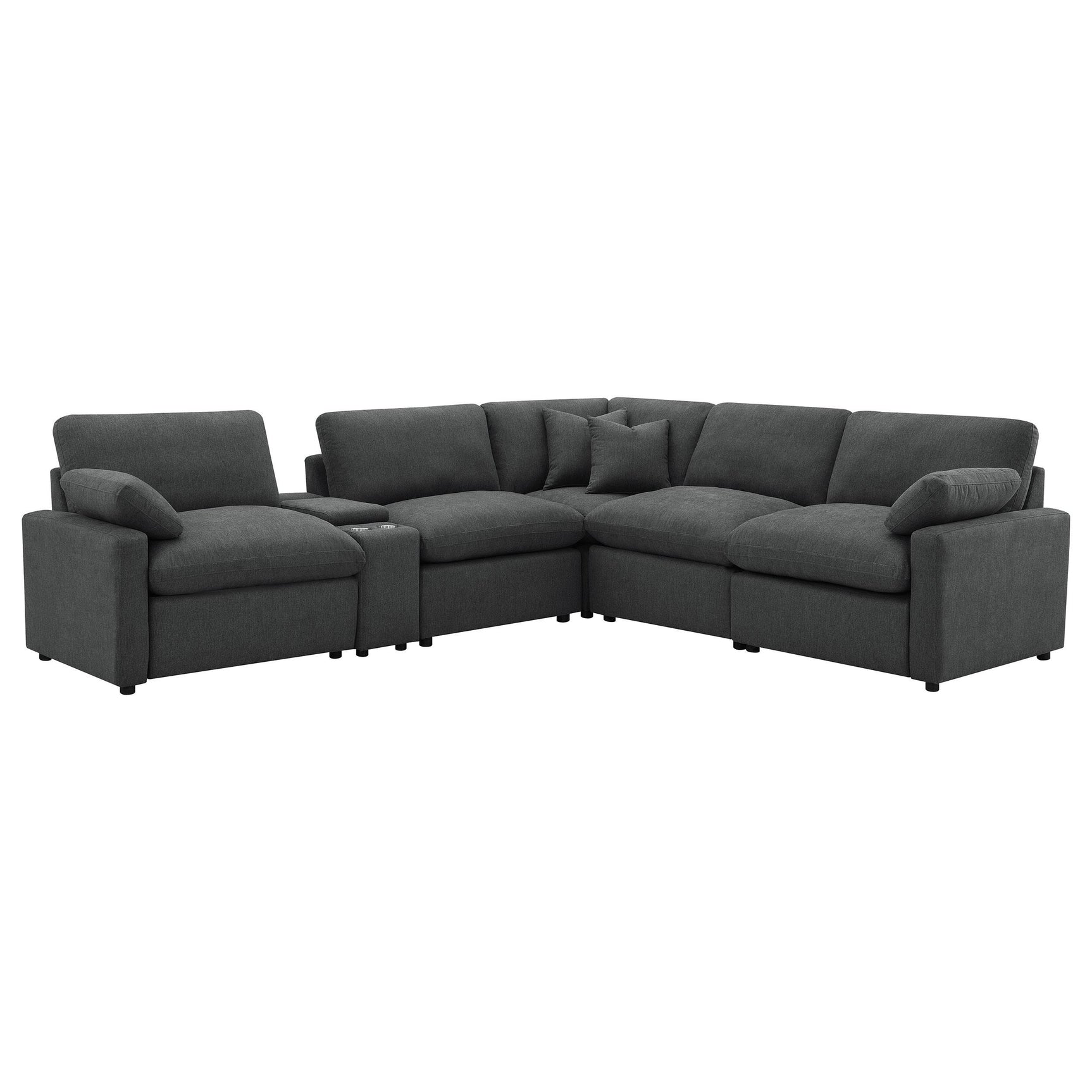 Collins Dark Grey 6-piece Modular Power Reclining Sectional - Ornate Home