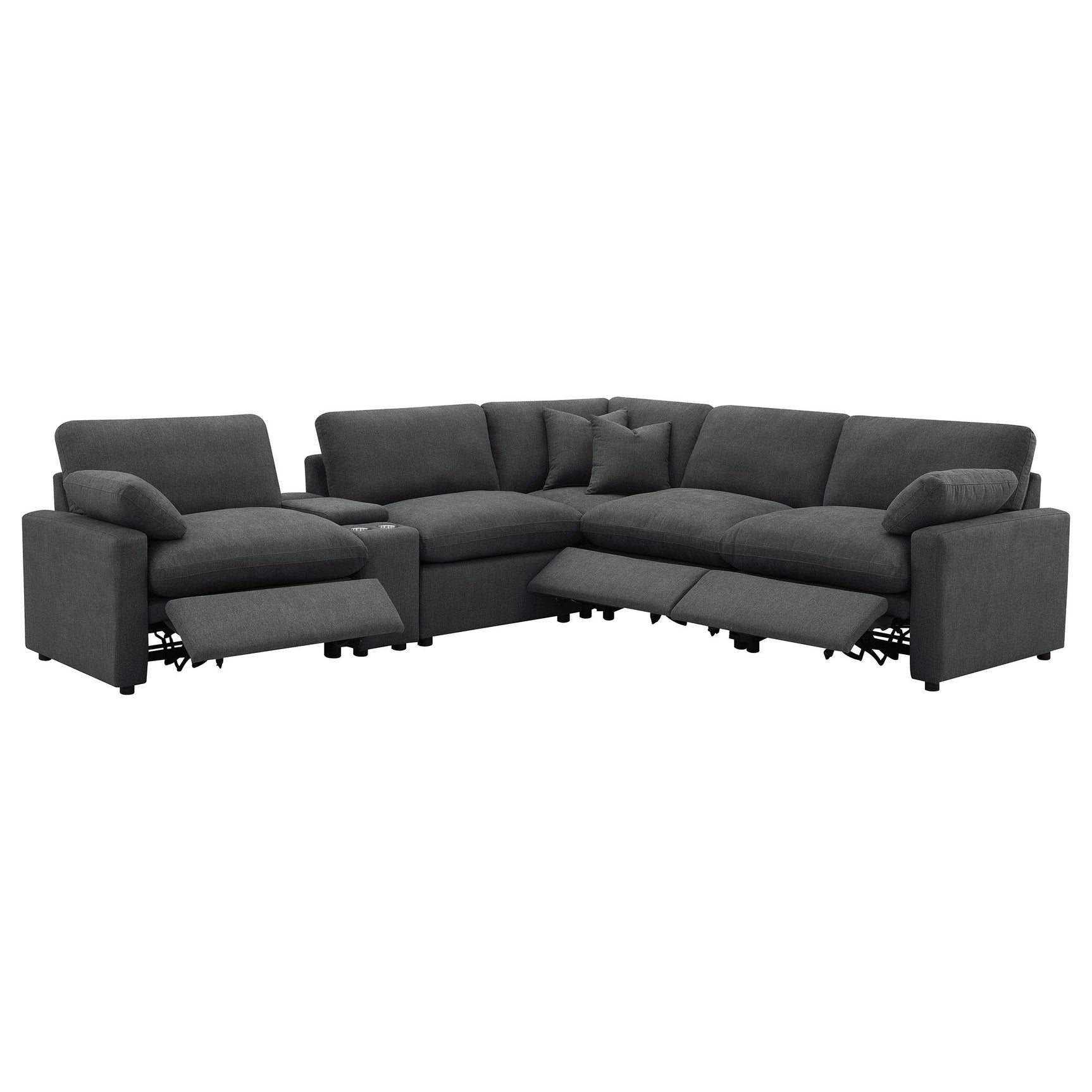 Collins Dark Grey 6-piece Modular Power Reclining Sectional - Ornate Home