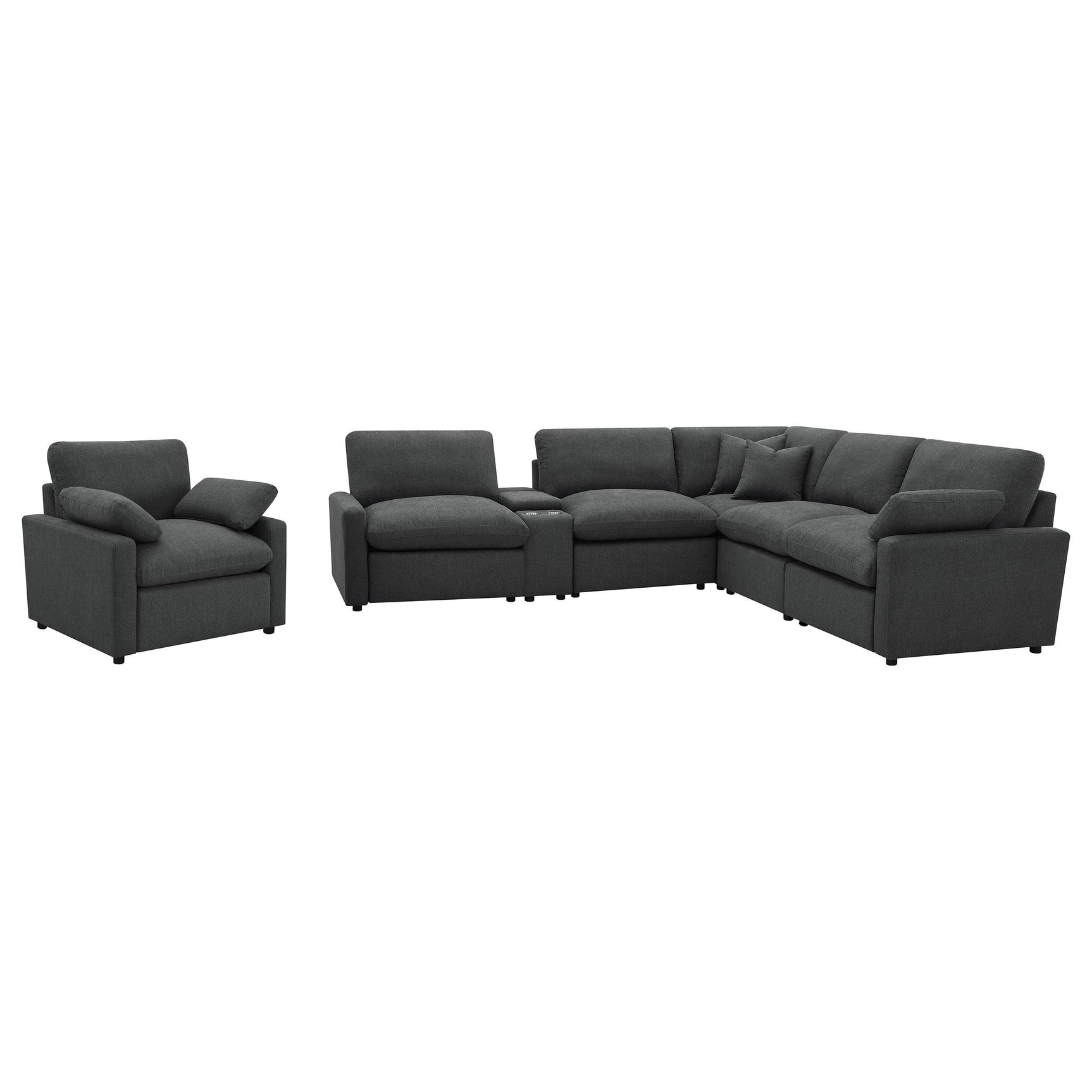 Collins Dark Grey 6-piece Modular Power Reclining Sectional - Ornate Home