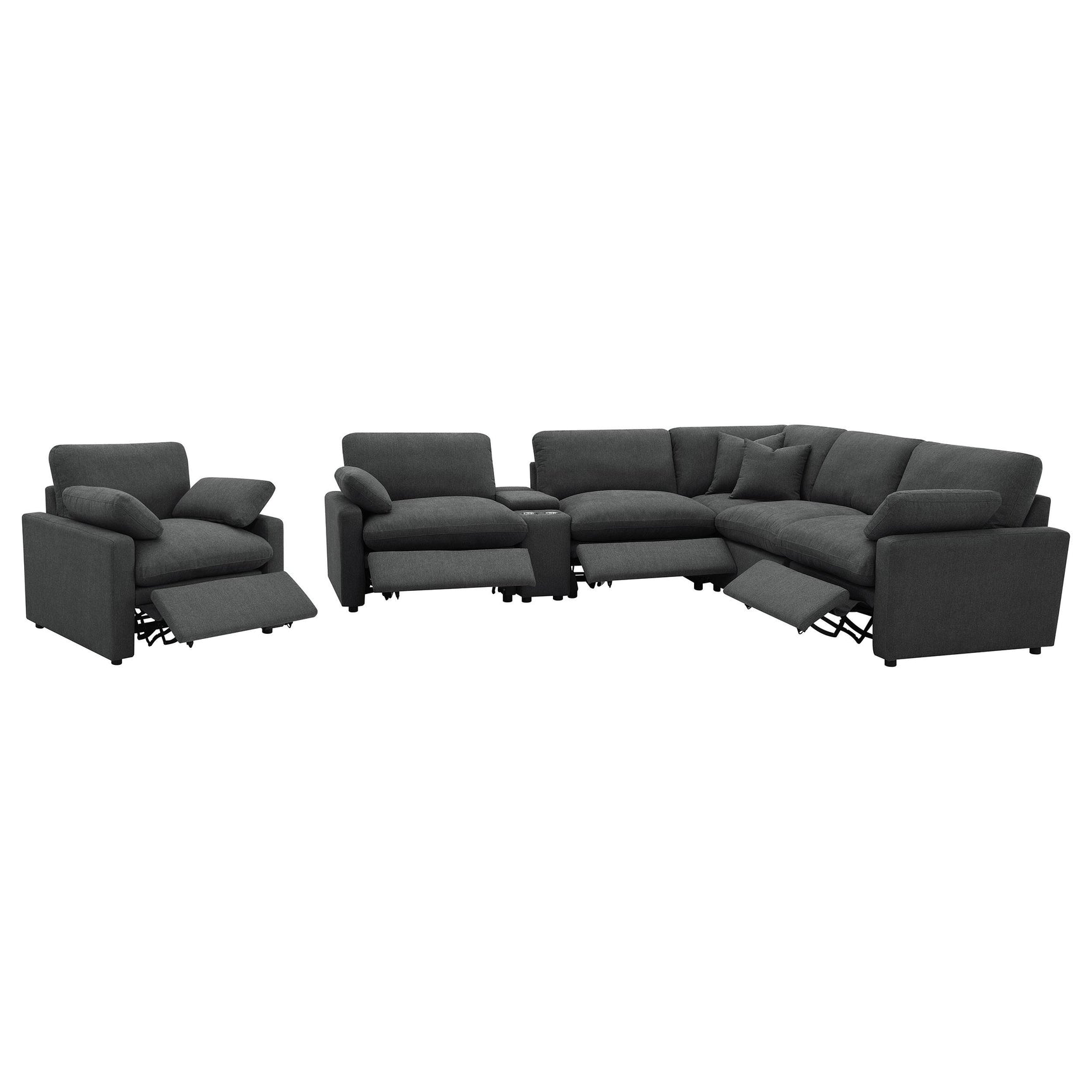 Collins Dark Grey 6-piece Modular Power Reclining Sectional - Ornate Home