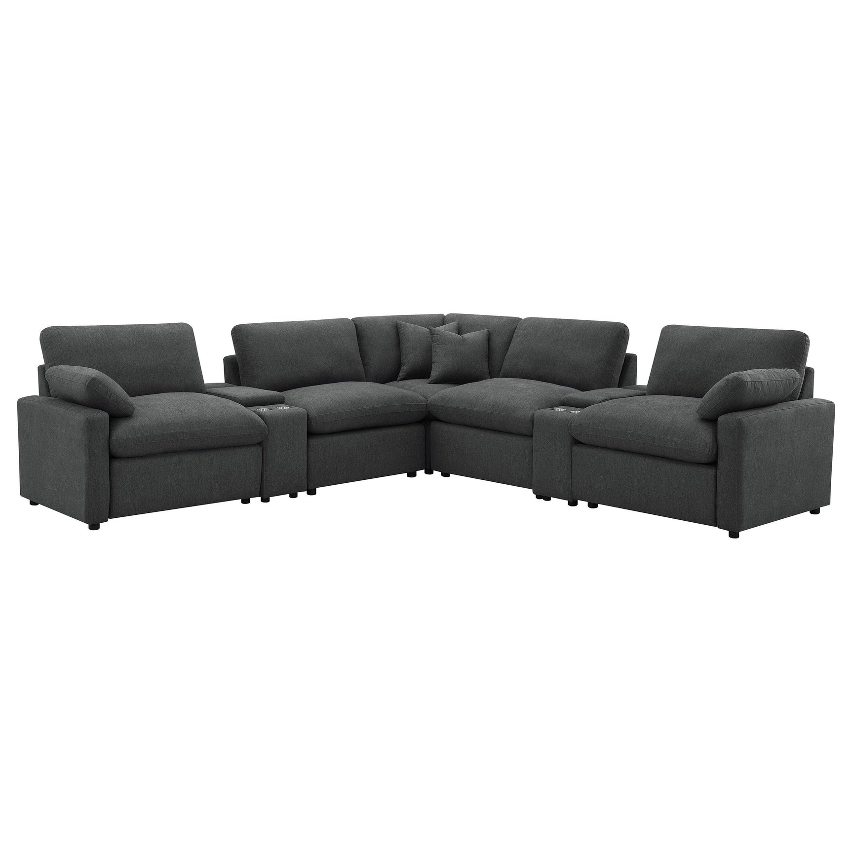 Collins Dark Grey 7-piece Modular Power Reclining Sectional - Ornate Home