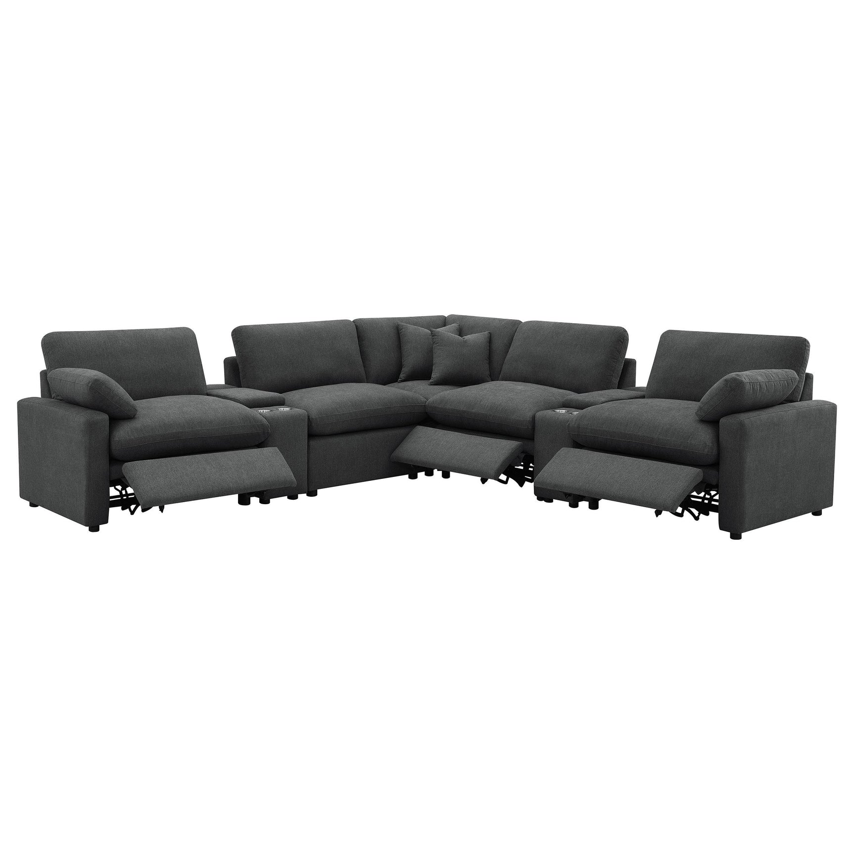 Collins Dark Grey 7-piece Modular Power Reclining Sectional - Ornate Home