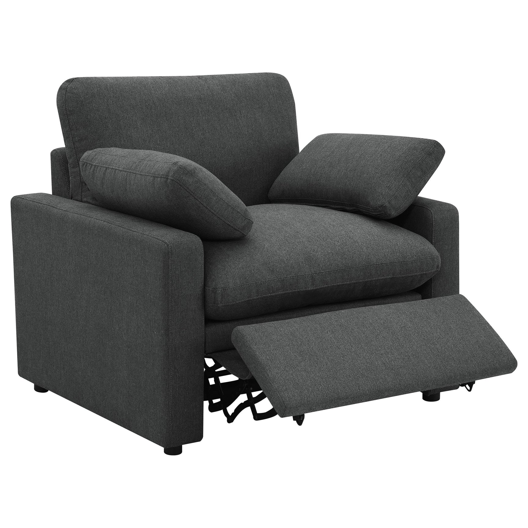 Collins Dark Grey Upholstered Power Recliner Chair - Ornate Home