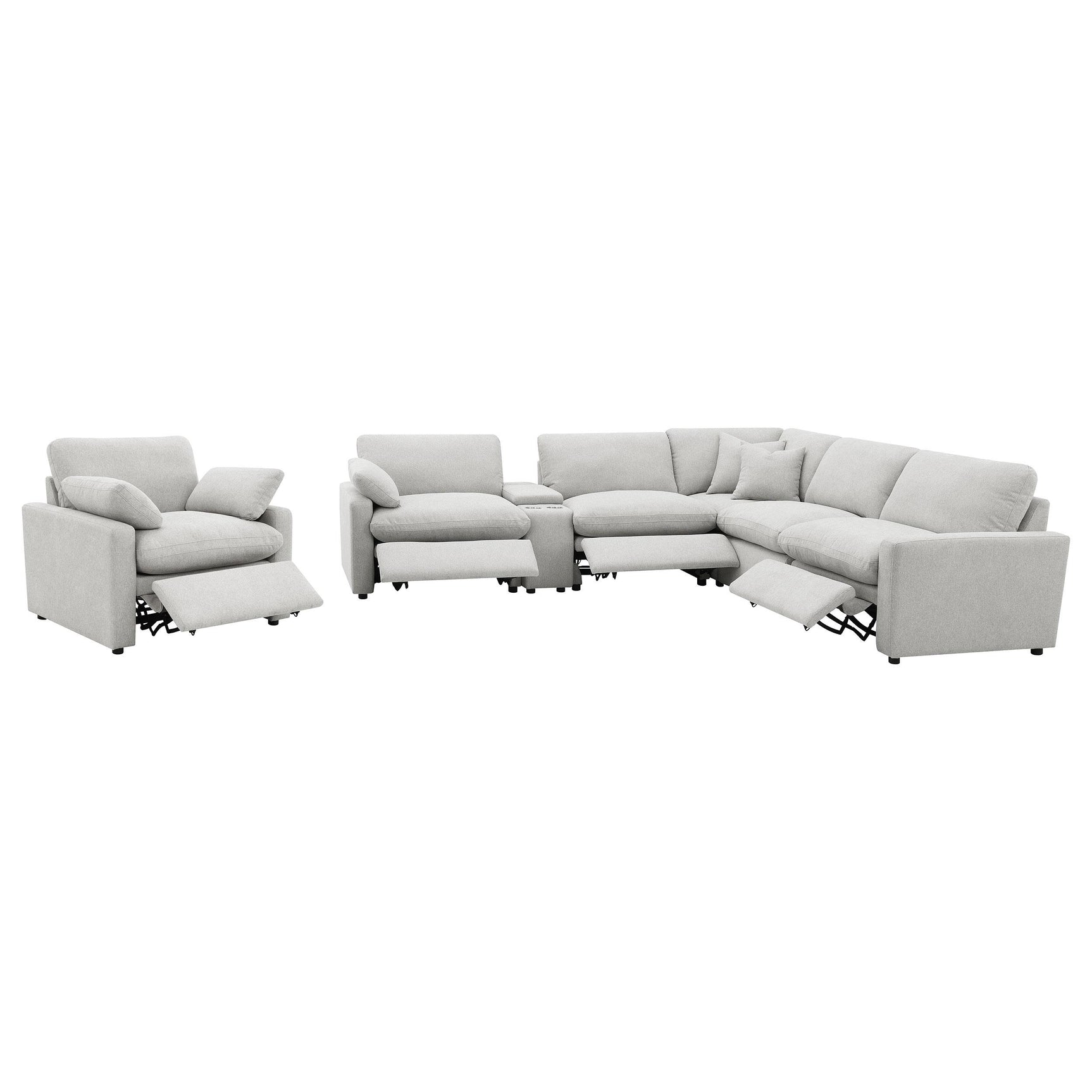 Collins Grey 6-piece Modular Power Reclining Sectional - Ornate Home