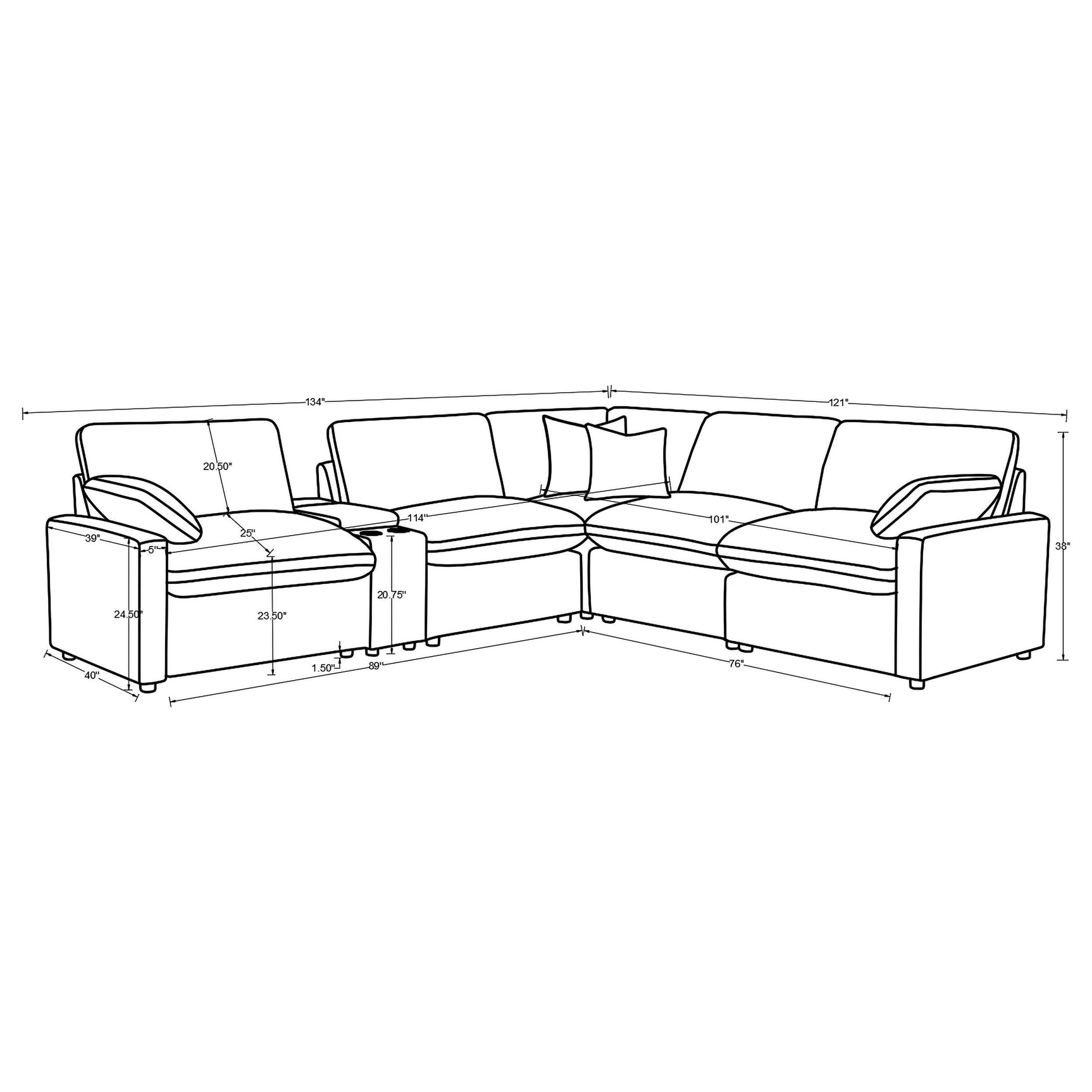 Collins Grey 6-piece Modular Power Reclining Sectional - Ornate Home