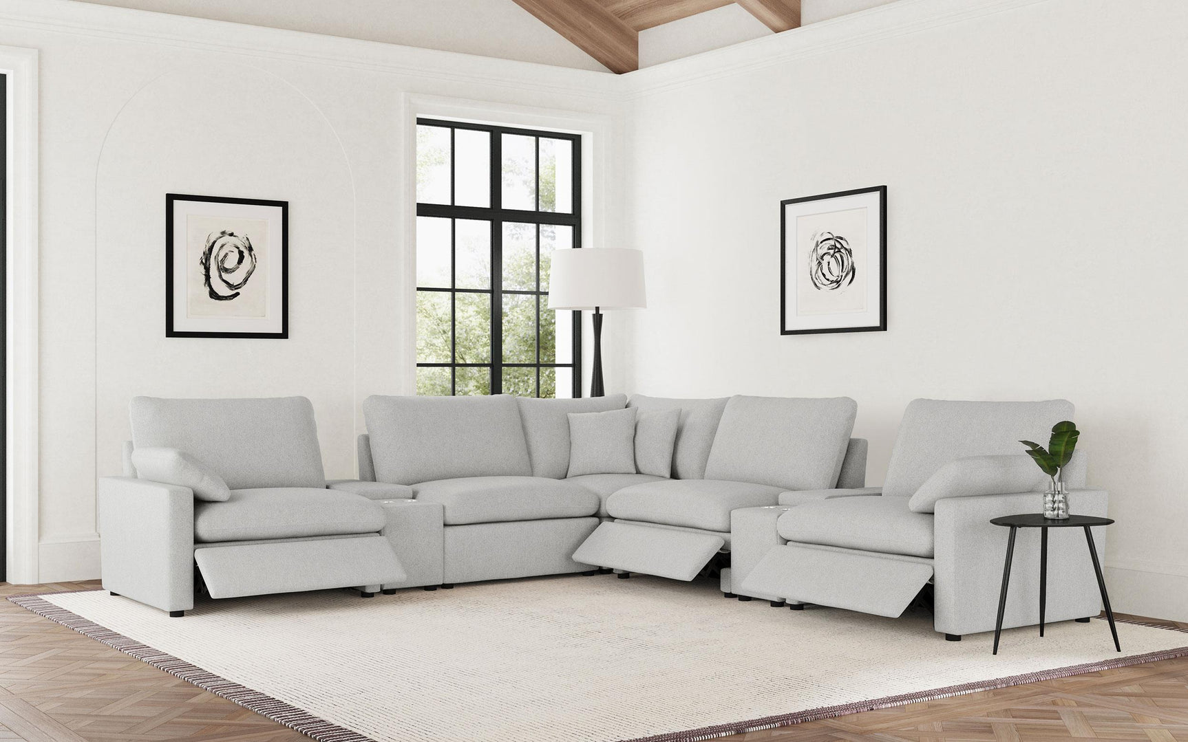Collins Grey 7-piece Modular Power Reclining Sectional - Ornate Home