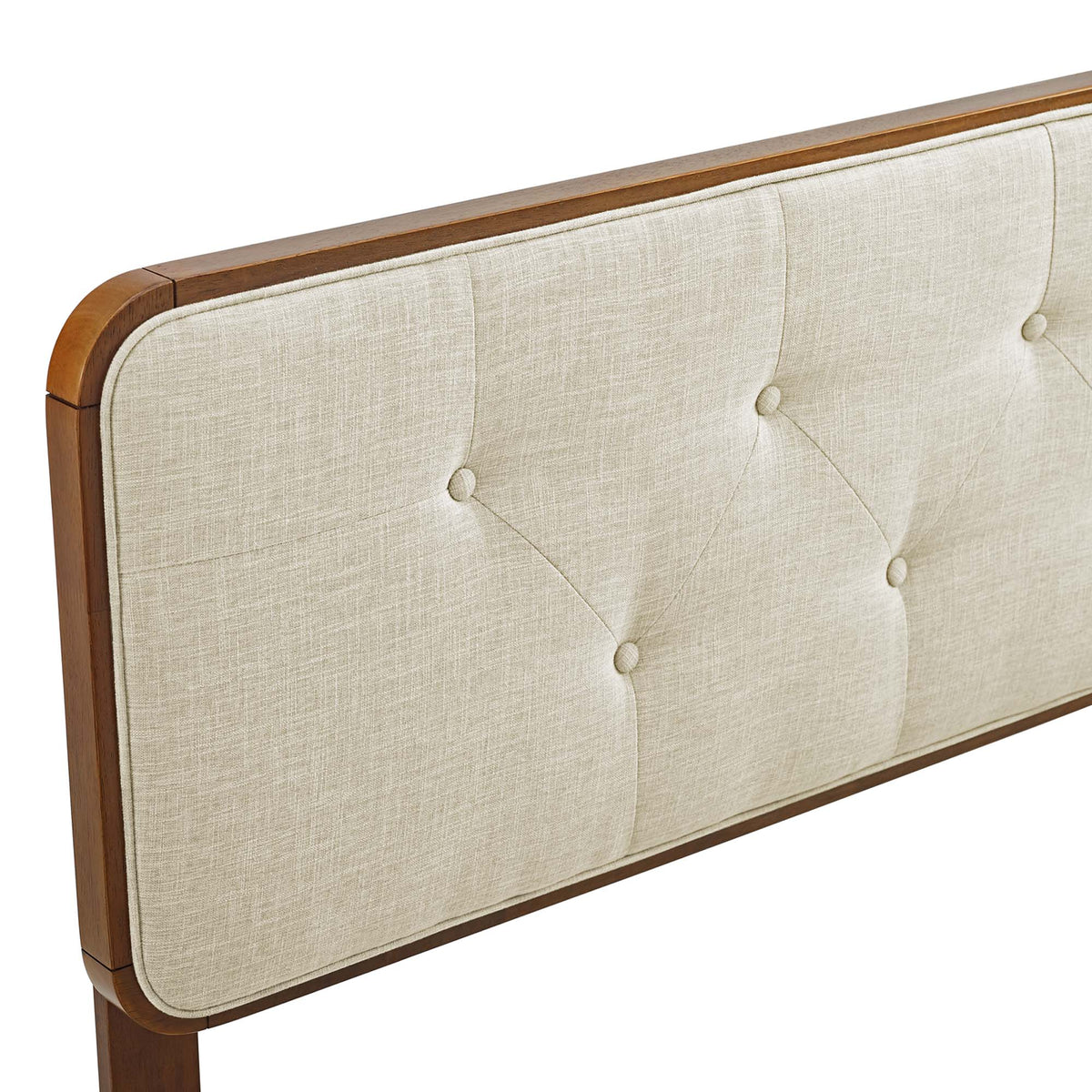 Collins Walnut/Beige Tufted Fabric and Wood Full Headboard - Ornate Home