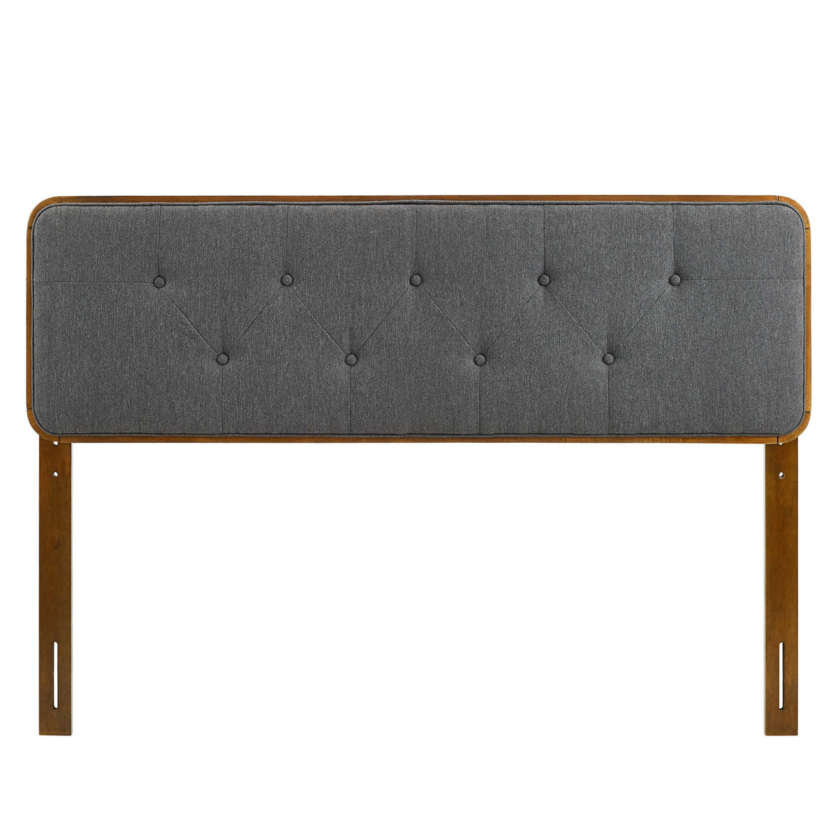 Collins Walnut/Charcoal Tufted Fabric and Wood Queen Headboard - Ornate Home
