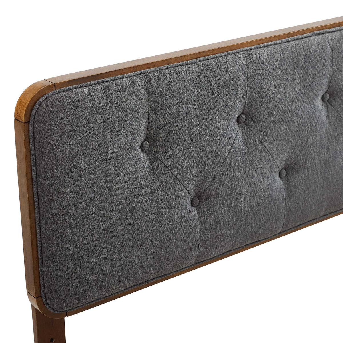 Collins Walnut/Charcoal Tufted Fabric and Wood Twin Headboard - Ornate Home