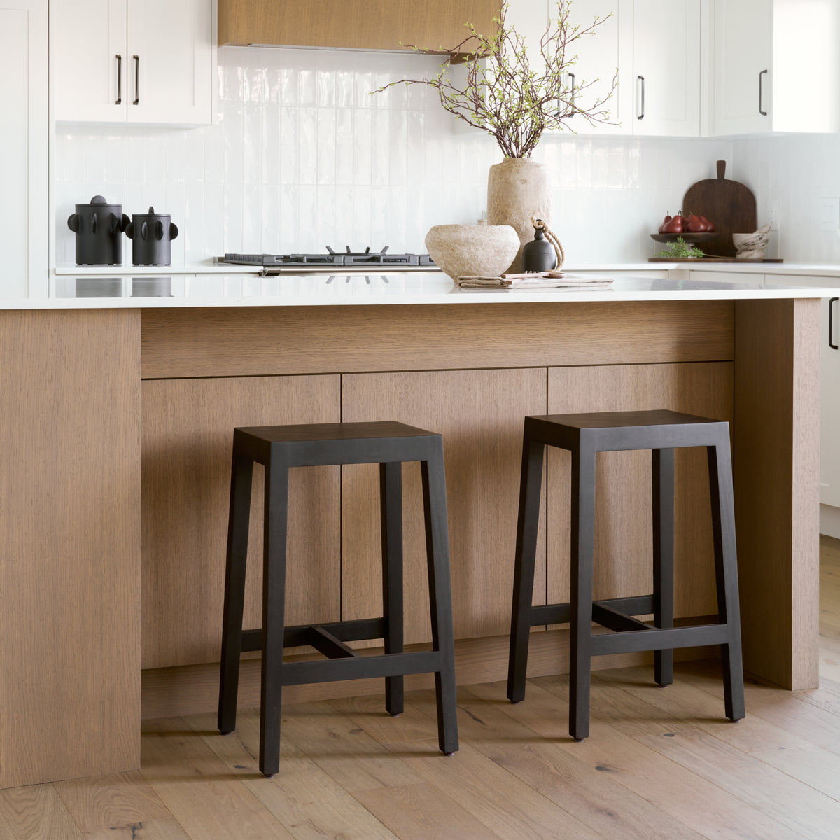 Colony Black-Brown Solid Wood Counter Stool - Ornate Home