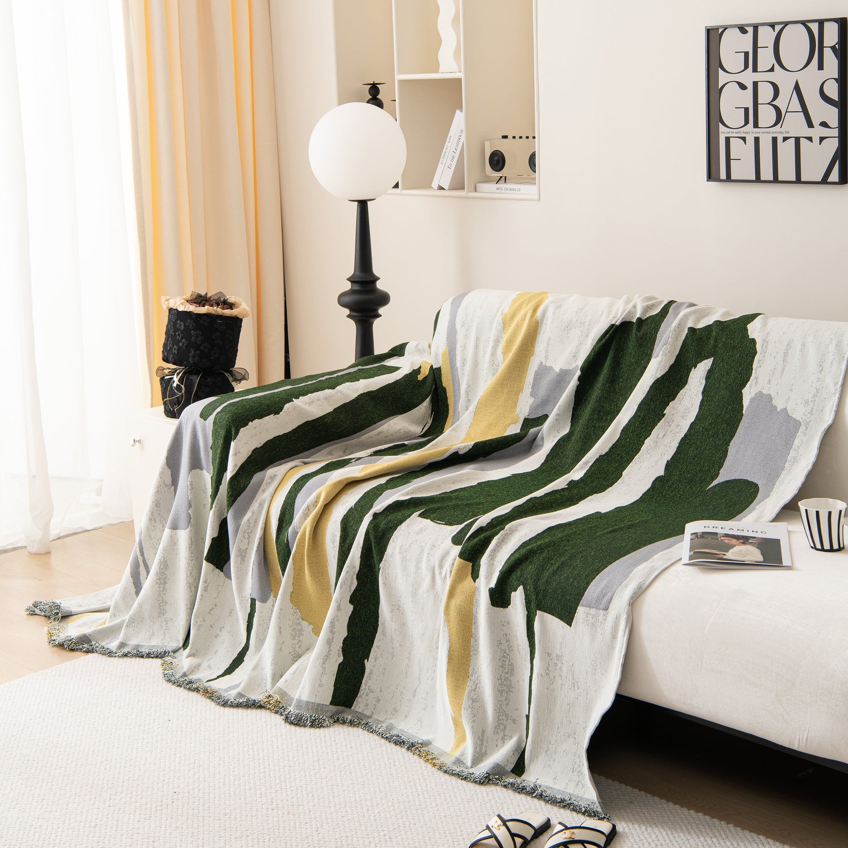 Colorful Chenille Sofa Throw Cover, Fashionable Soft Washable Couch Protector, Sectional Sofa Covers - Ornate Home