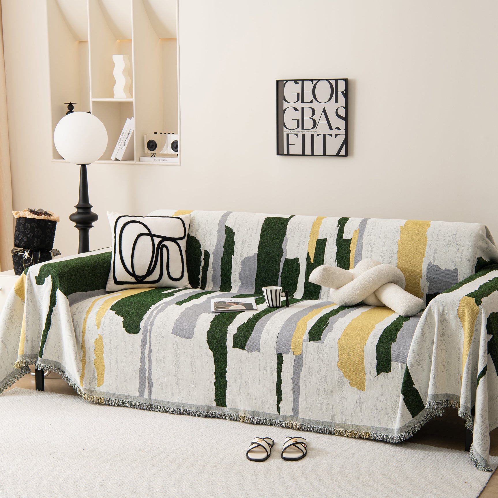 Colorful Chenille Sofa Throw Cover, Fashionable Soft Washable Couch Protector, Sectional Sofa Covers - Ornate Home